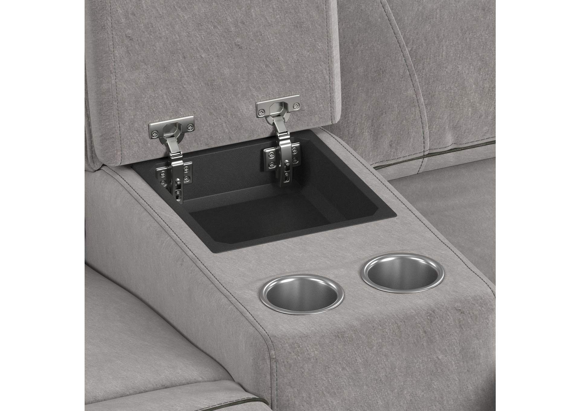 Jackpot P1 Loveseat With Console In Explore Light Grey image 4