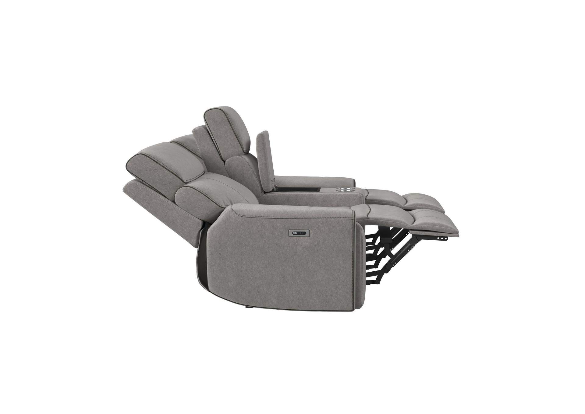 Jackpot P1 Loveseat With Console In Explore Light Grey image 10