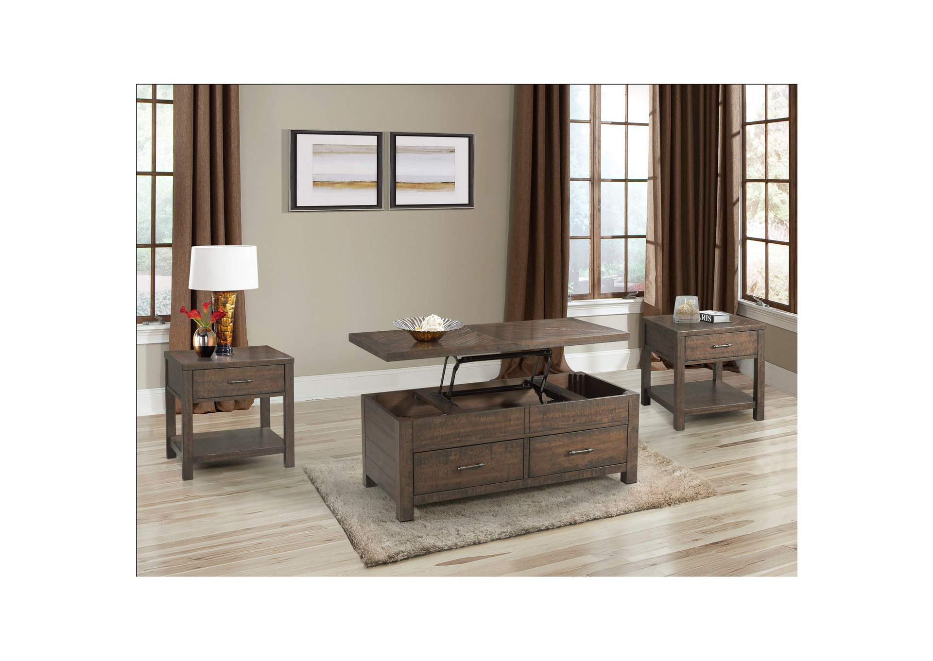 Jax 3 Piece Occasional Table Set - Lift Top Coffee Two End Tables image 1
