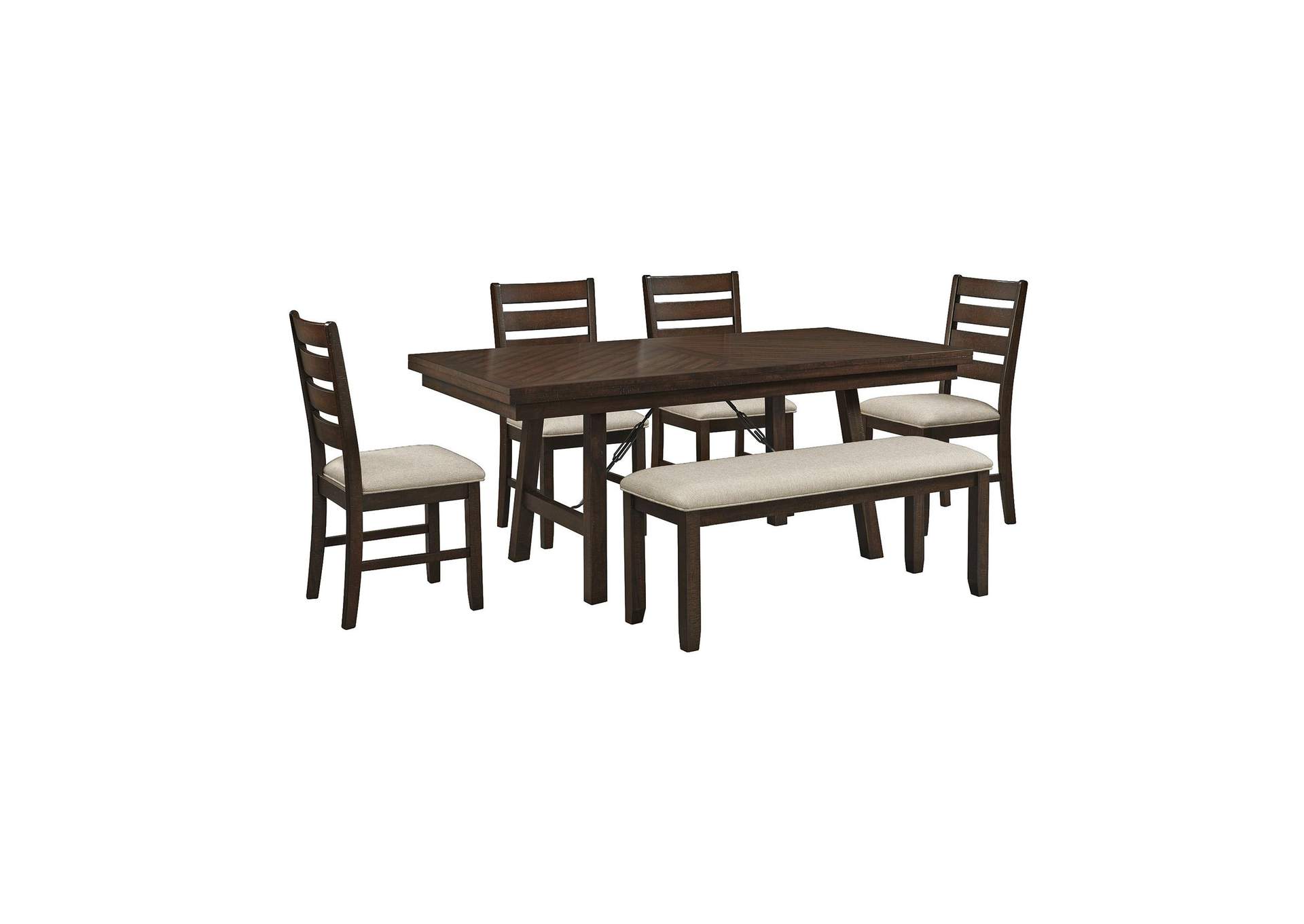 Jax 6 Piece Dining Set 72 Table 4 Chairs Bench In Cherry image 18