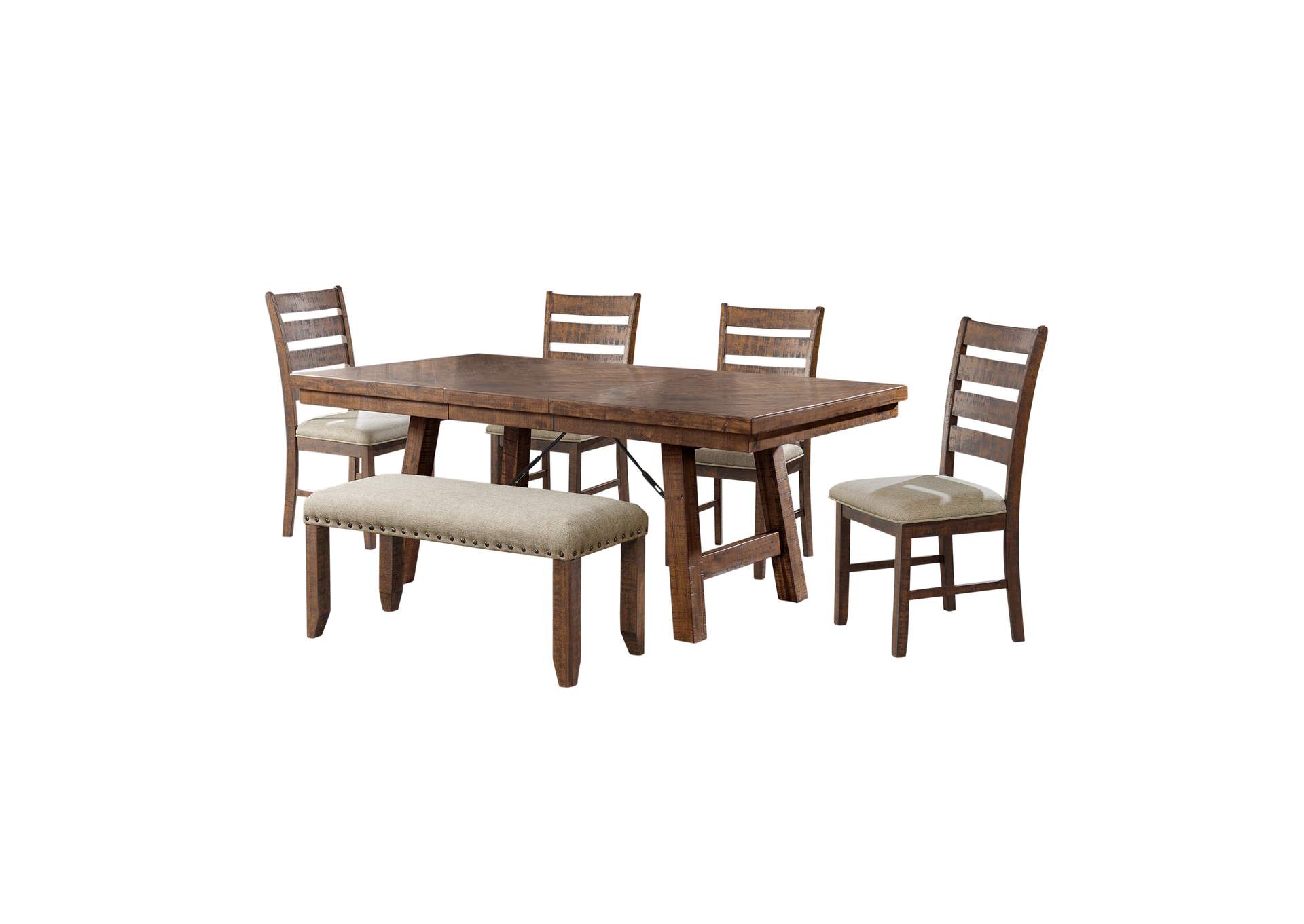Jax 7 Piece Dining Set - Table 4 Ladder Side Chairs Bench image 6