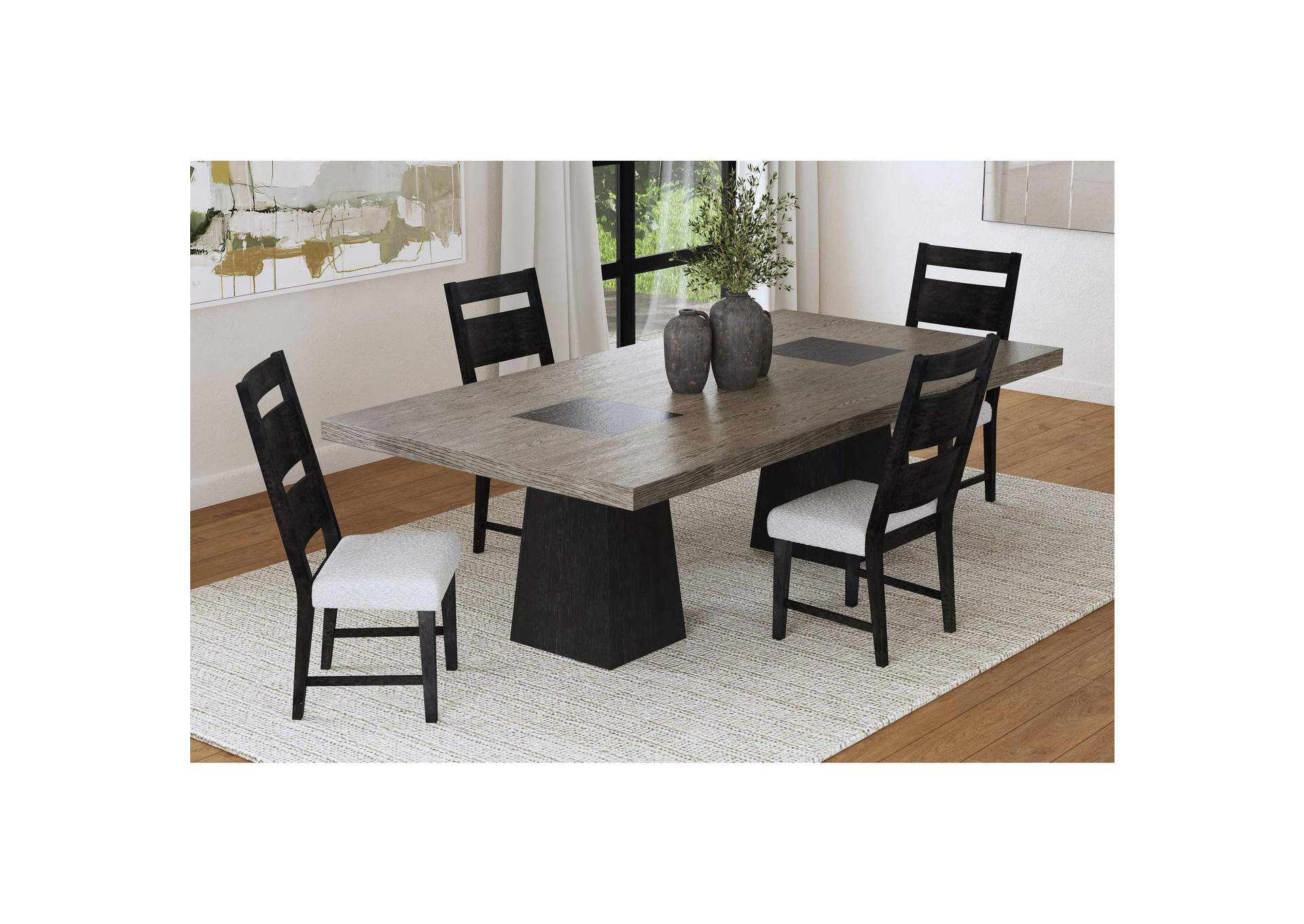 Jemma Wood Back Dining Side Chair With Beige Boucle In Dark Espresso 2 Per Carton image 1