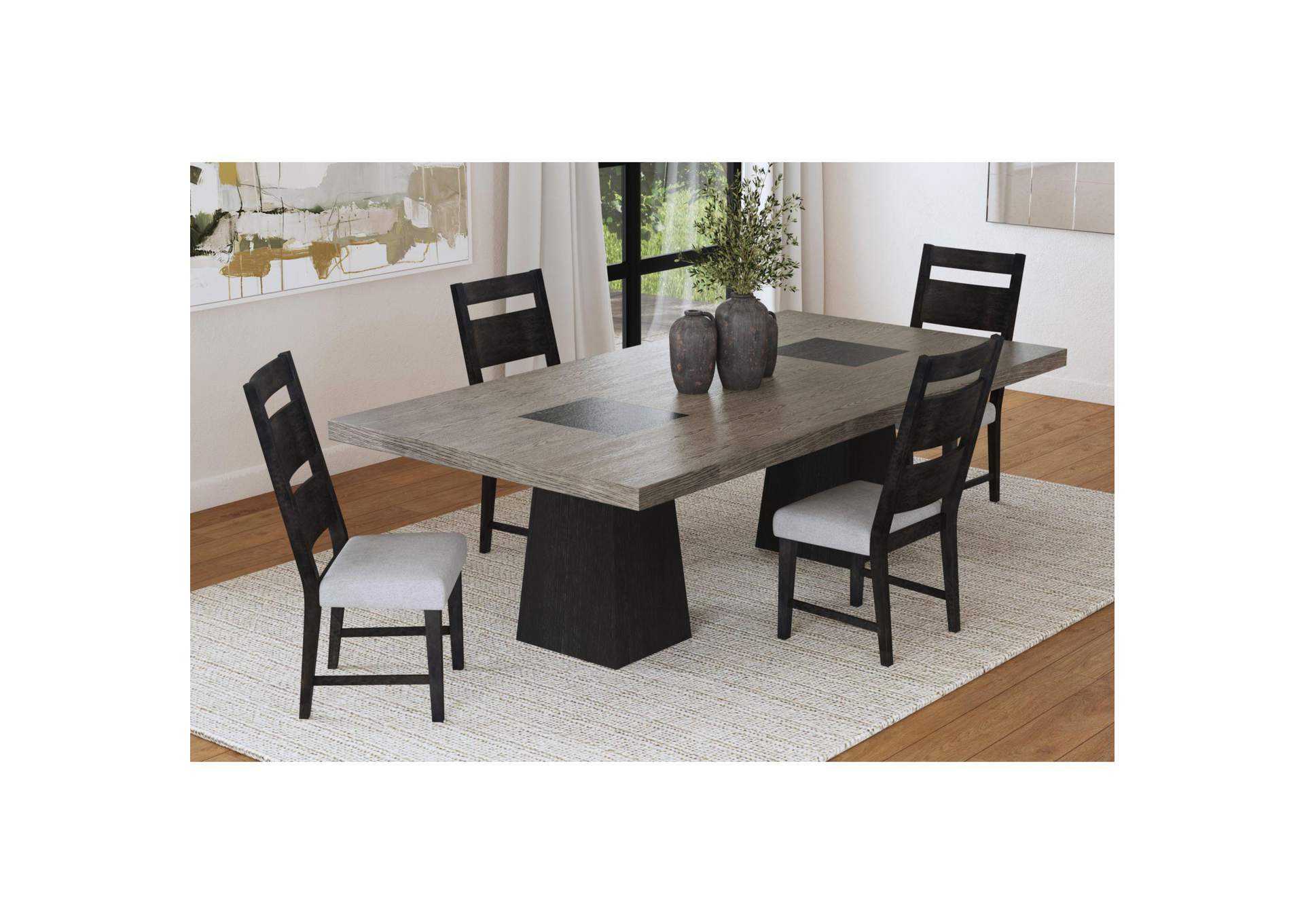 Jemma Wood Back Dining Side Chair With Light Grey Fabric In Dark Espresso 2 Per Carton image 1