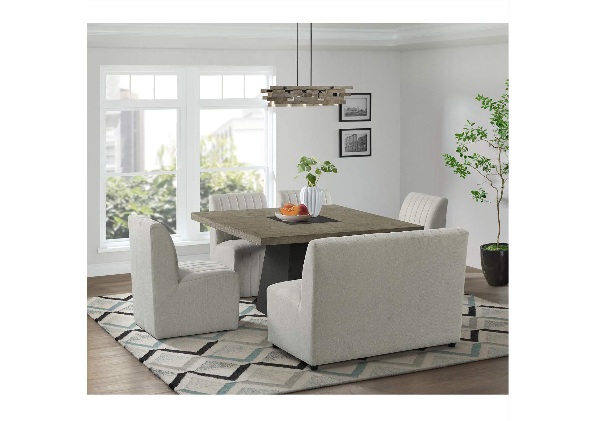 Jemma Upholstered Bench In Beige Linen image 1