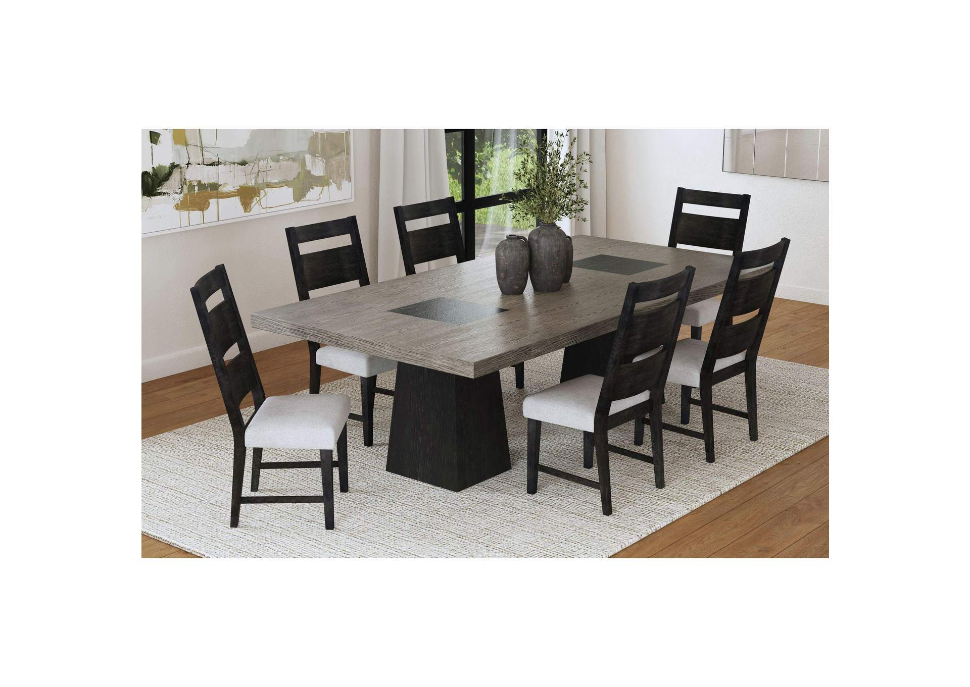 Jemma Wood Back Dining Side Chair With Beige Linen In Dark Espresso 2 Per Carton image 1