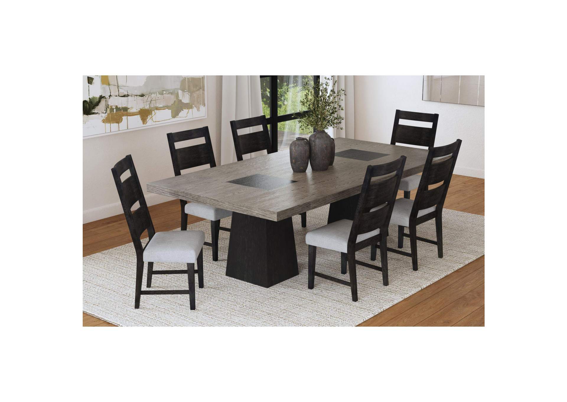 Jemma Rectangular Dining Table In Grey Dark Espresso image 1