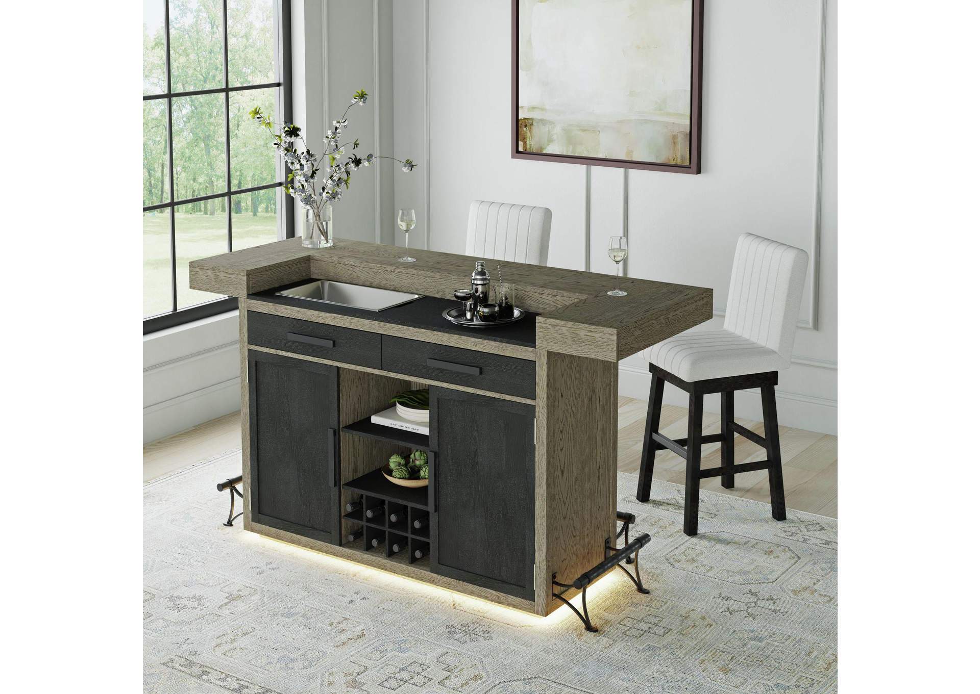 Jemma Swivel Bar Stool With Beige Linen In Dark Espresso 2 Per Carton image 1