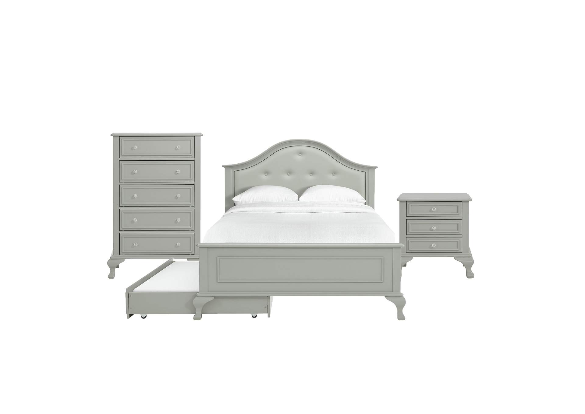 Jesse Full Panel With Trundle 3 Piece Bedroom Set In Grey image 15