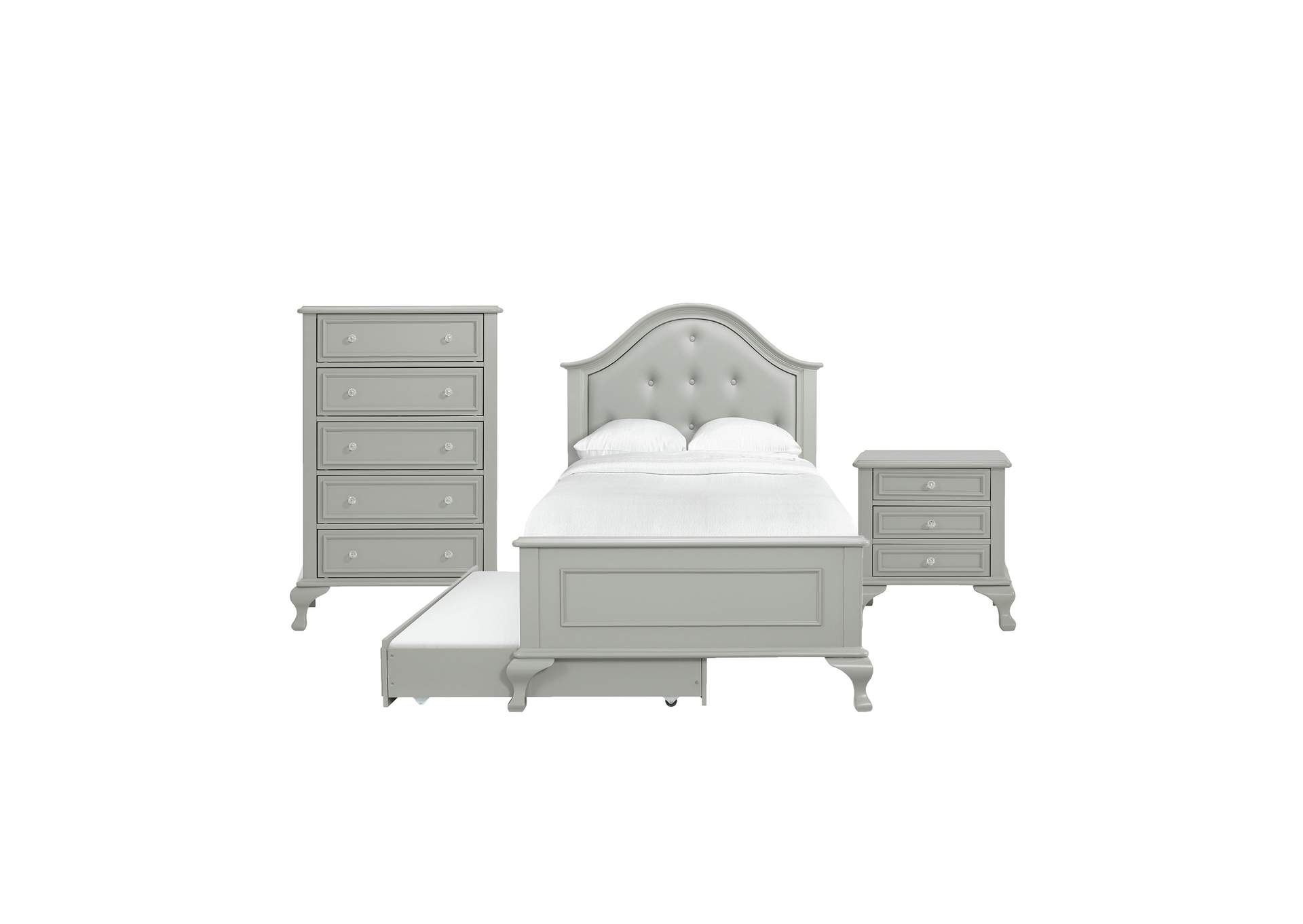 Jesse Twin Panel With Trundle 3 Piece Bedroom Set In Grey image 15