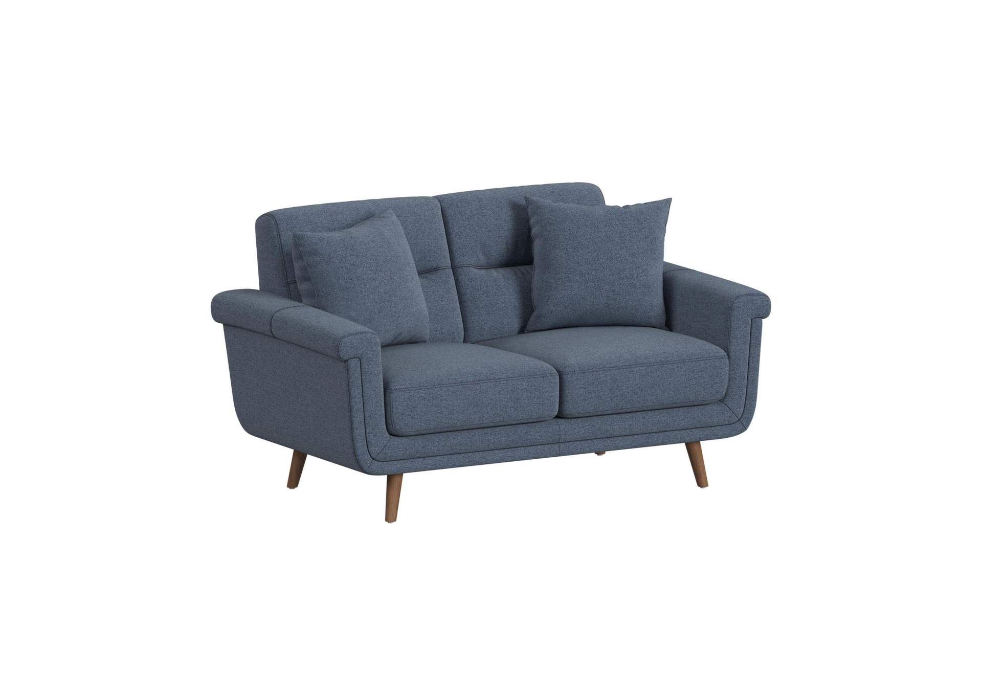 Jetta Loveseat In Marlin Blue With 2 Self Pillows image 3