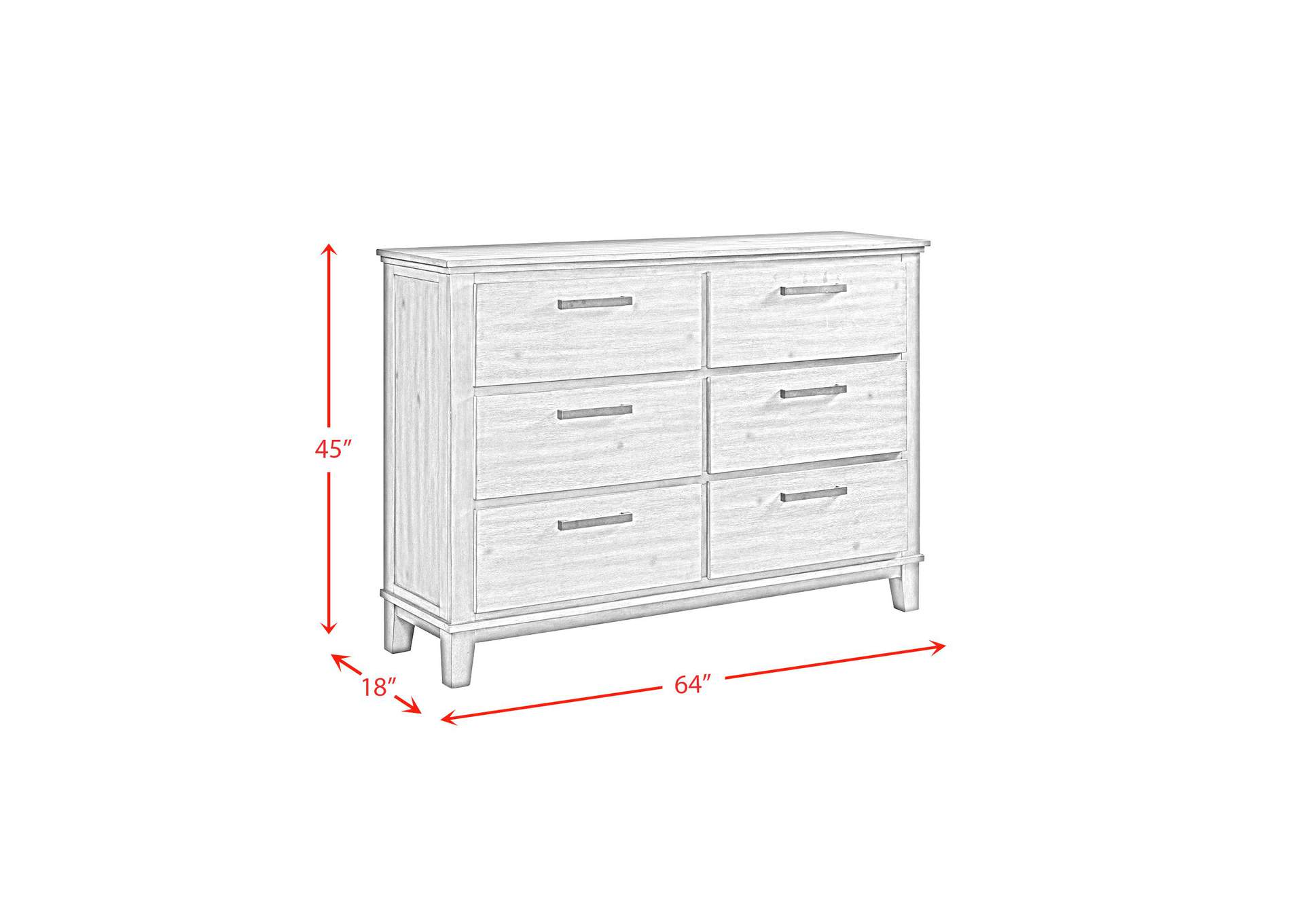 Jolene 6 - Drawer Dresser In Grey image 7