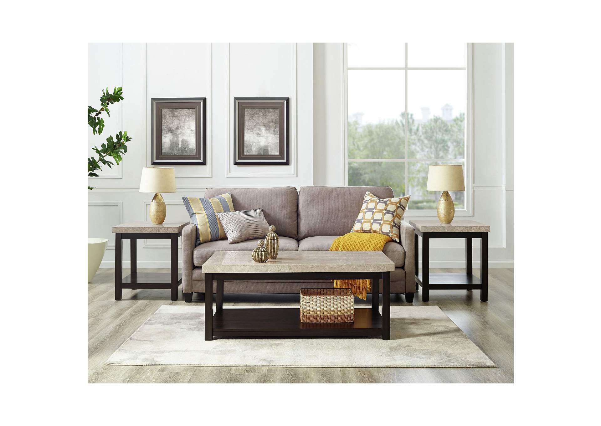 Kansas 3 Piece Occasional Table Set - Coffee Table Two End Tables image 1