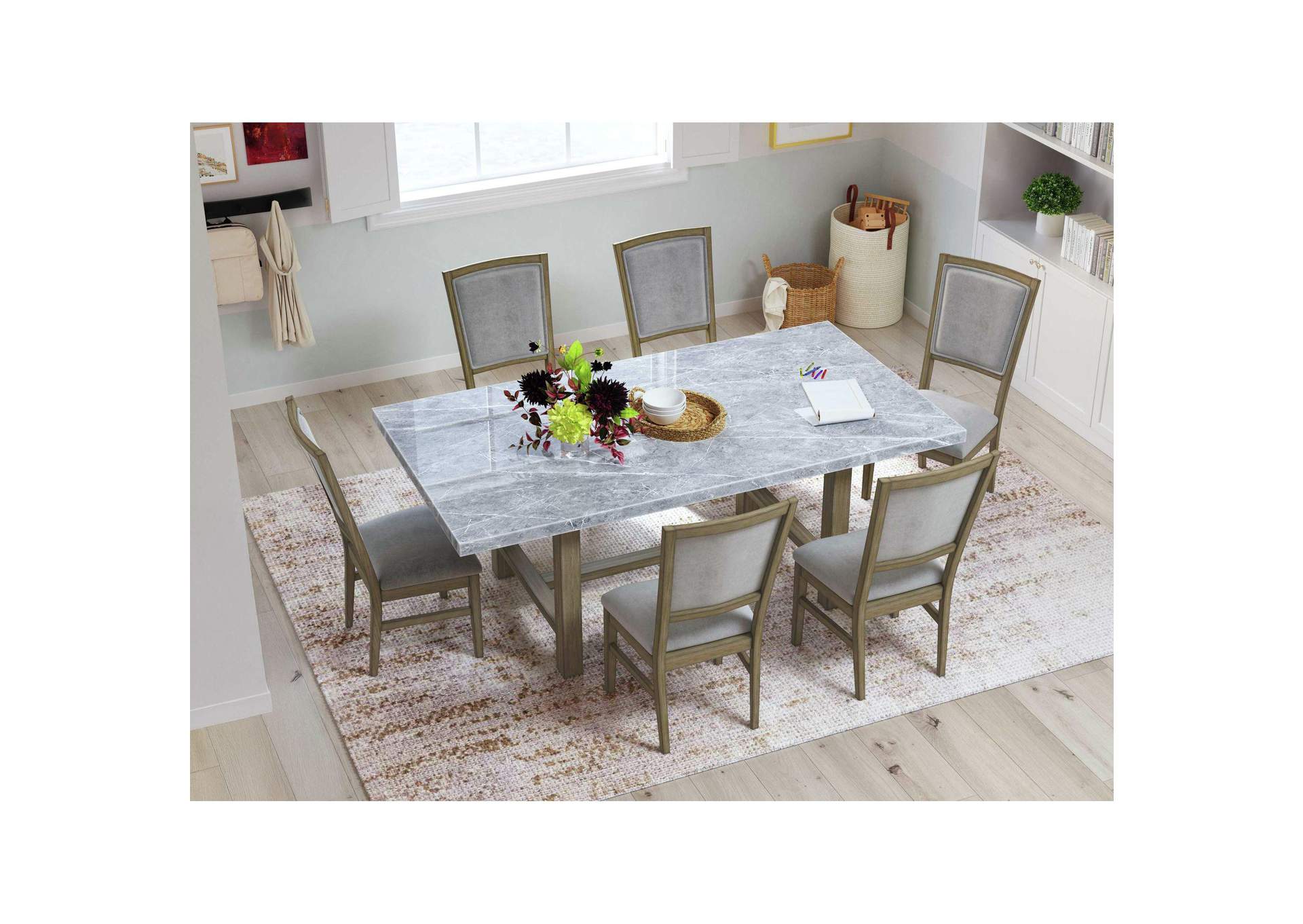 Karina Dining Side Chair With Grey Velvet In Natural 2 Per Carton image 1
