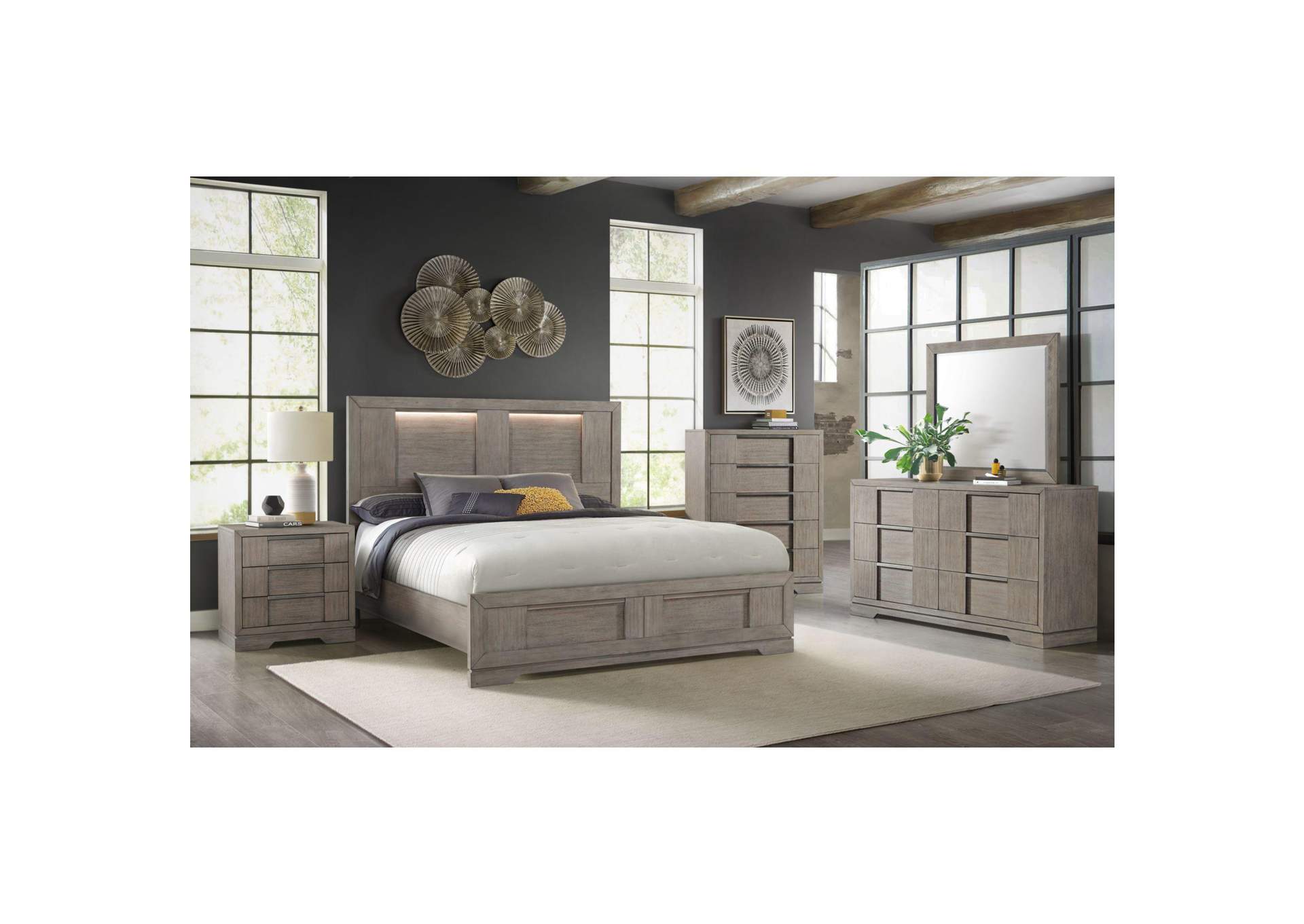 Kelis Queen Storage Bed With Led In Grey image 1