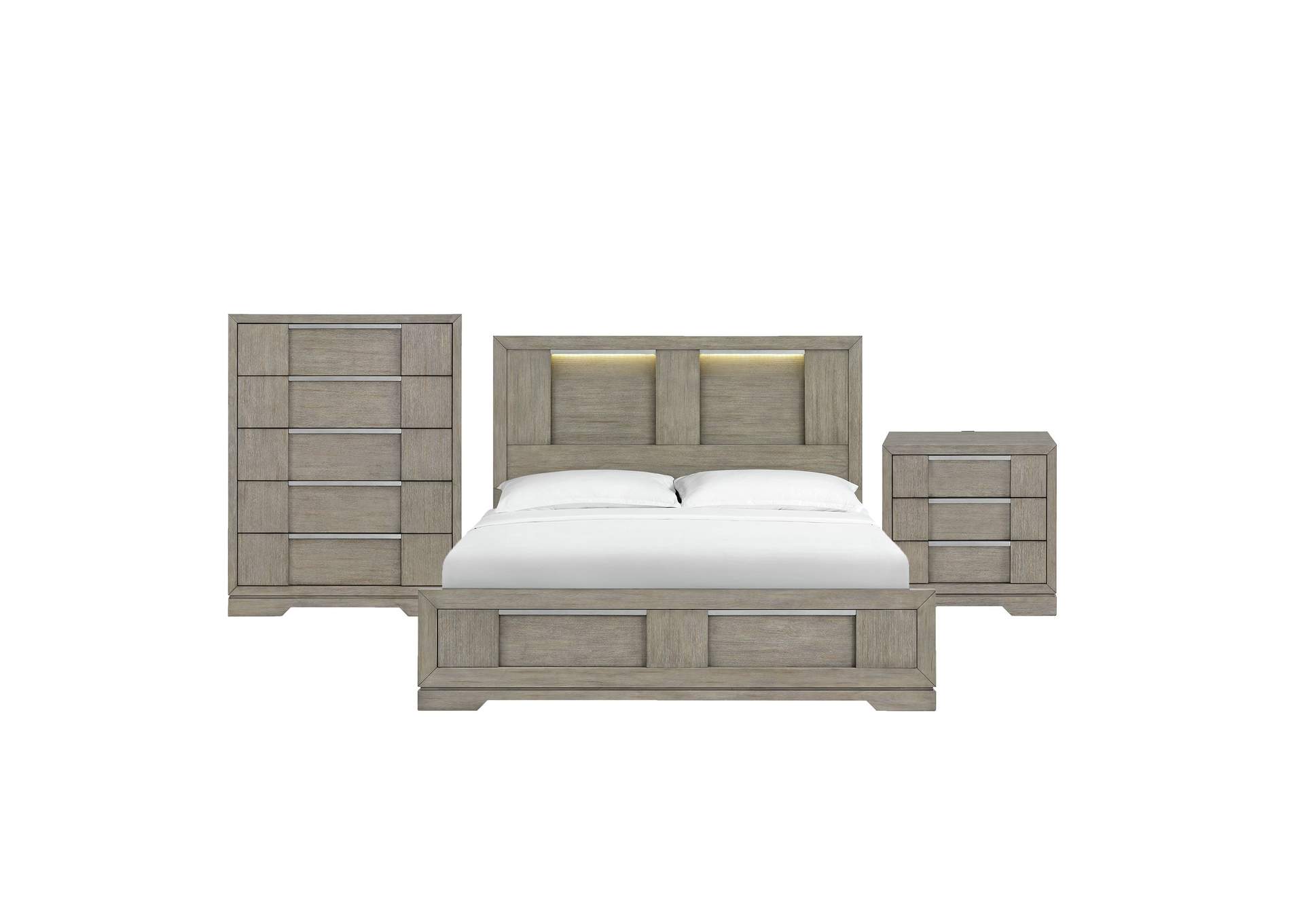Kelis King Panel 3 Piece Bedroom Set With Led In Grey image 15