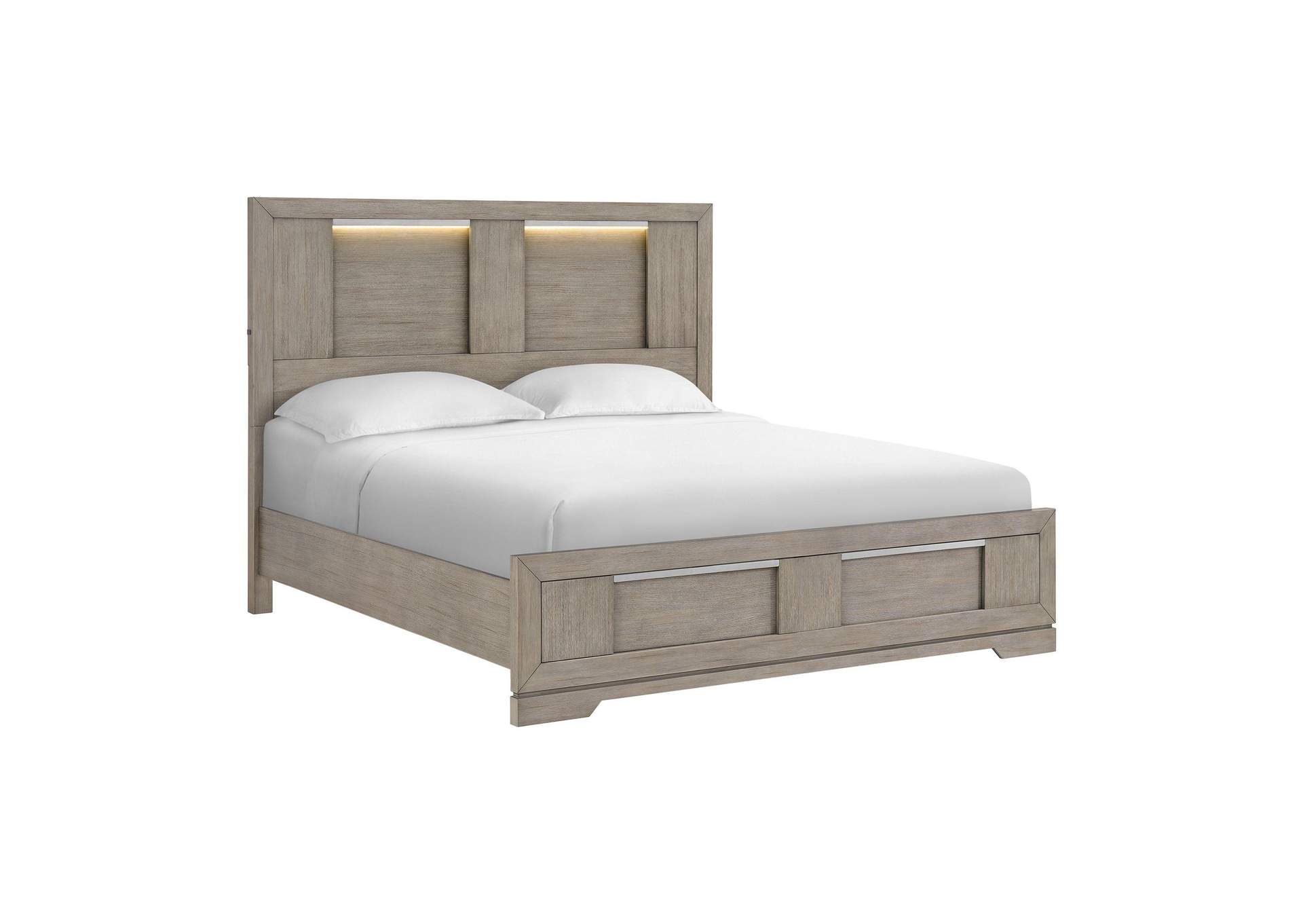 Kelis King Panel Bed With Led In Grey image 3