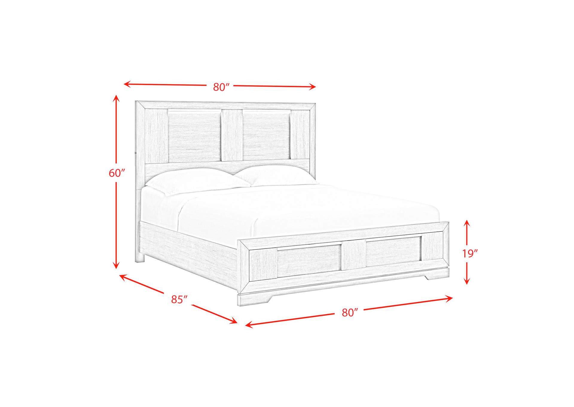 Kelis King Panel Bed With Led In Grey