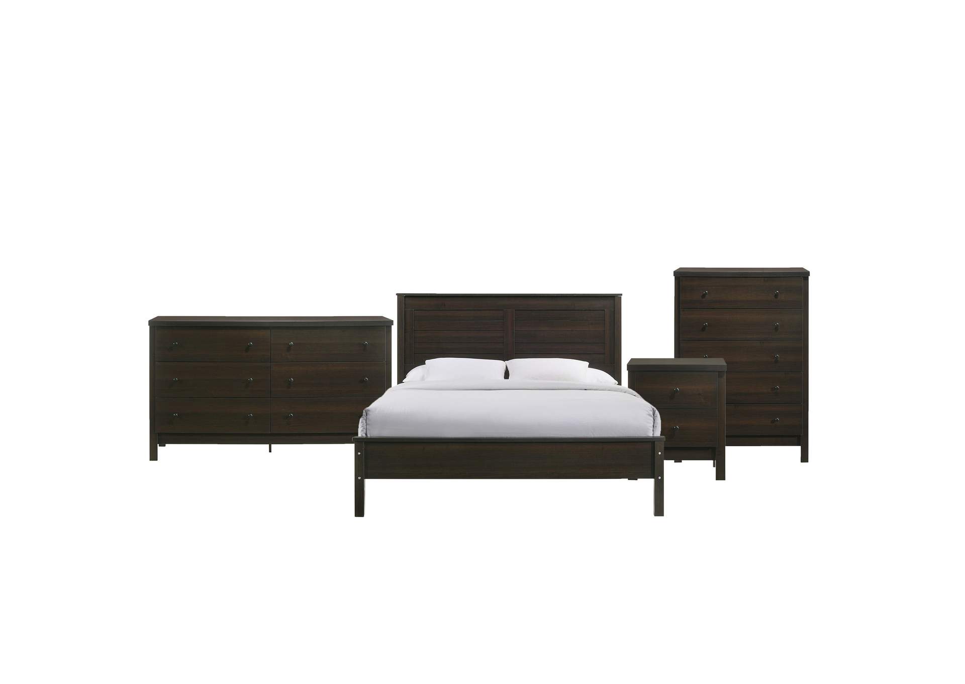 Kennon Queen Panel 4 Piece Bedroom Set In Espresso 3A
