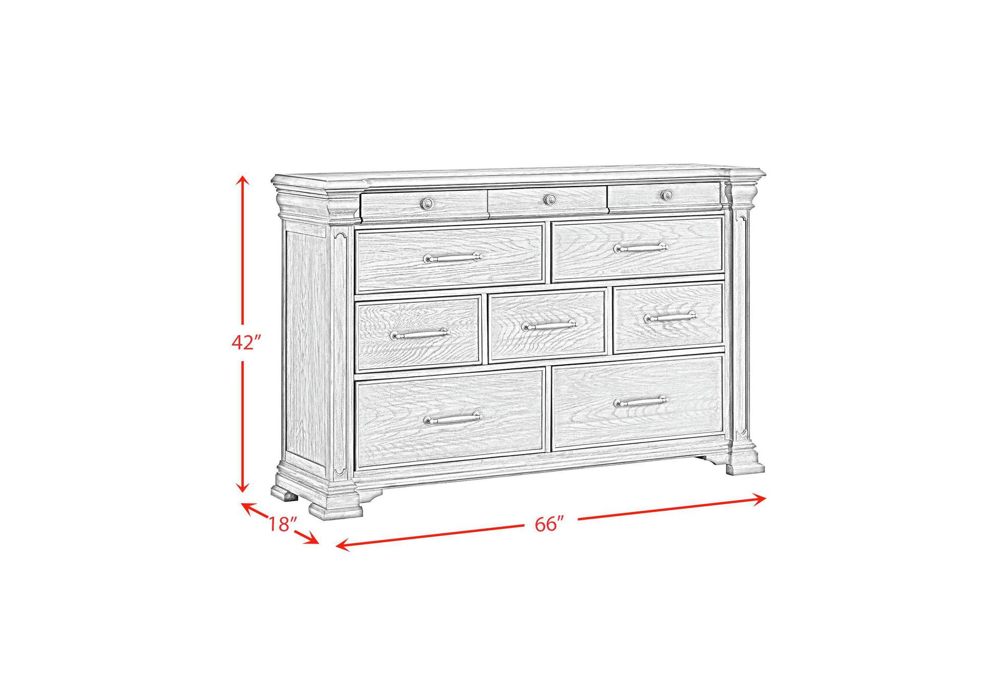 Kings Court 10 - Drawer Dresser In Grey image 5