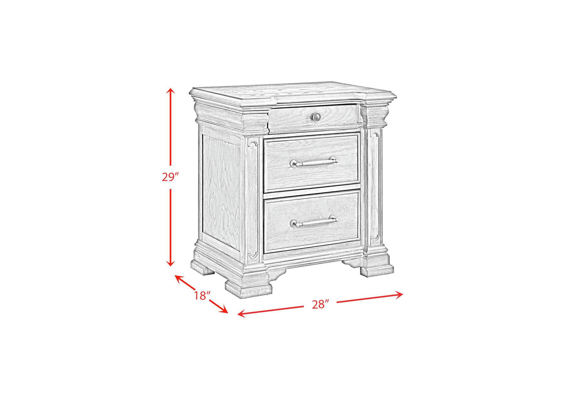 Kings Court 3 - Drawer Nightstand Sliding Top In Grey image 7