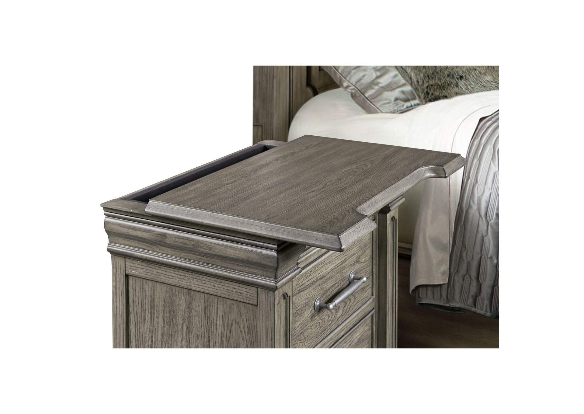 Kings Court 3 - Drawer Nightstand Sliding Top In Grey image 4