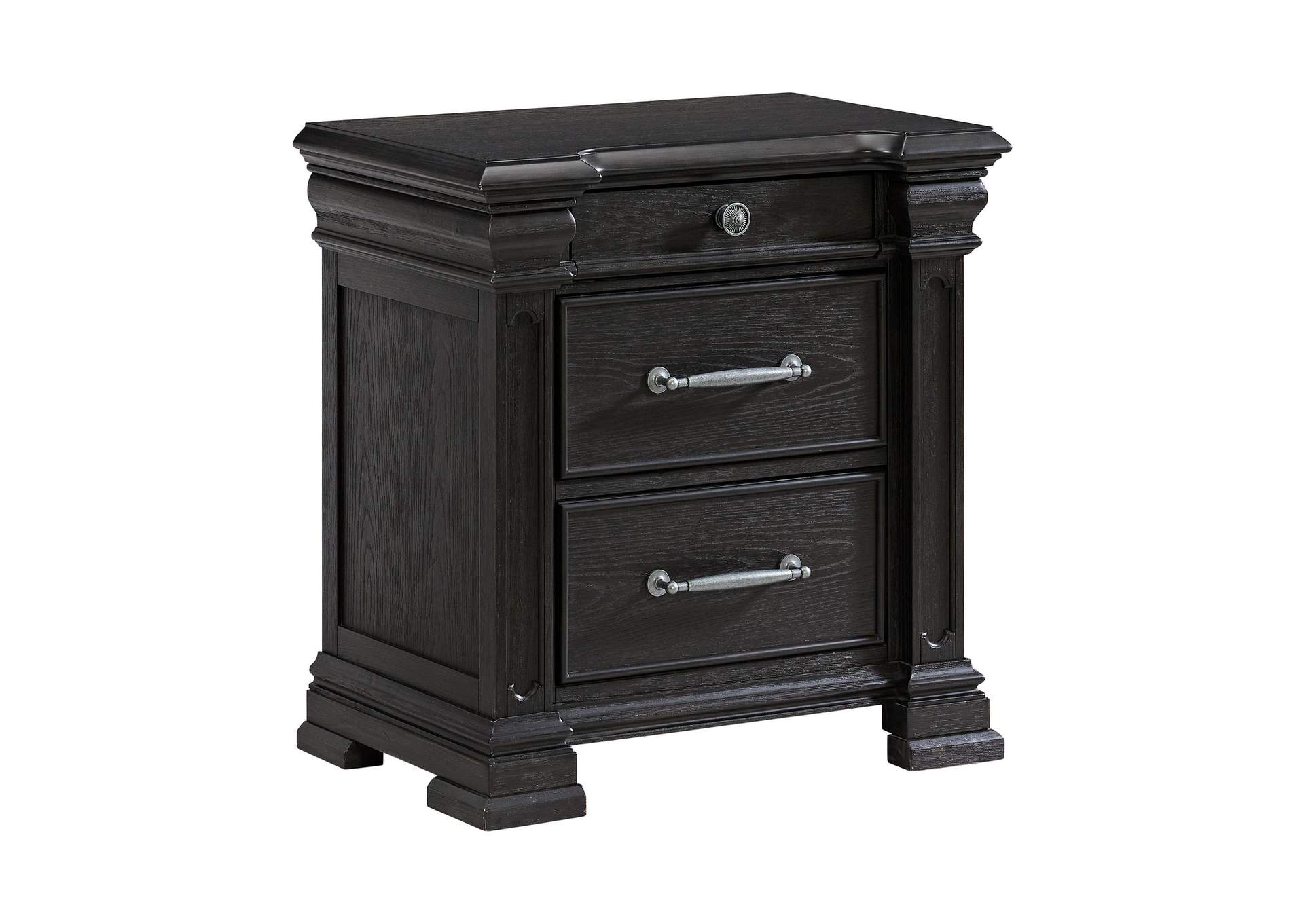 Kings Court 3 - Drawer Nightstand Sliding Top In Black image 9