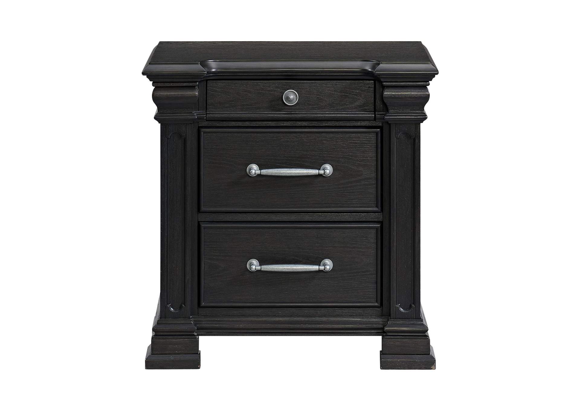 Kings Court 3 - Drawer Nightstand Sliding Top In Black image 10