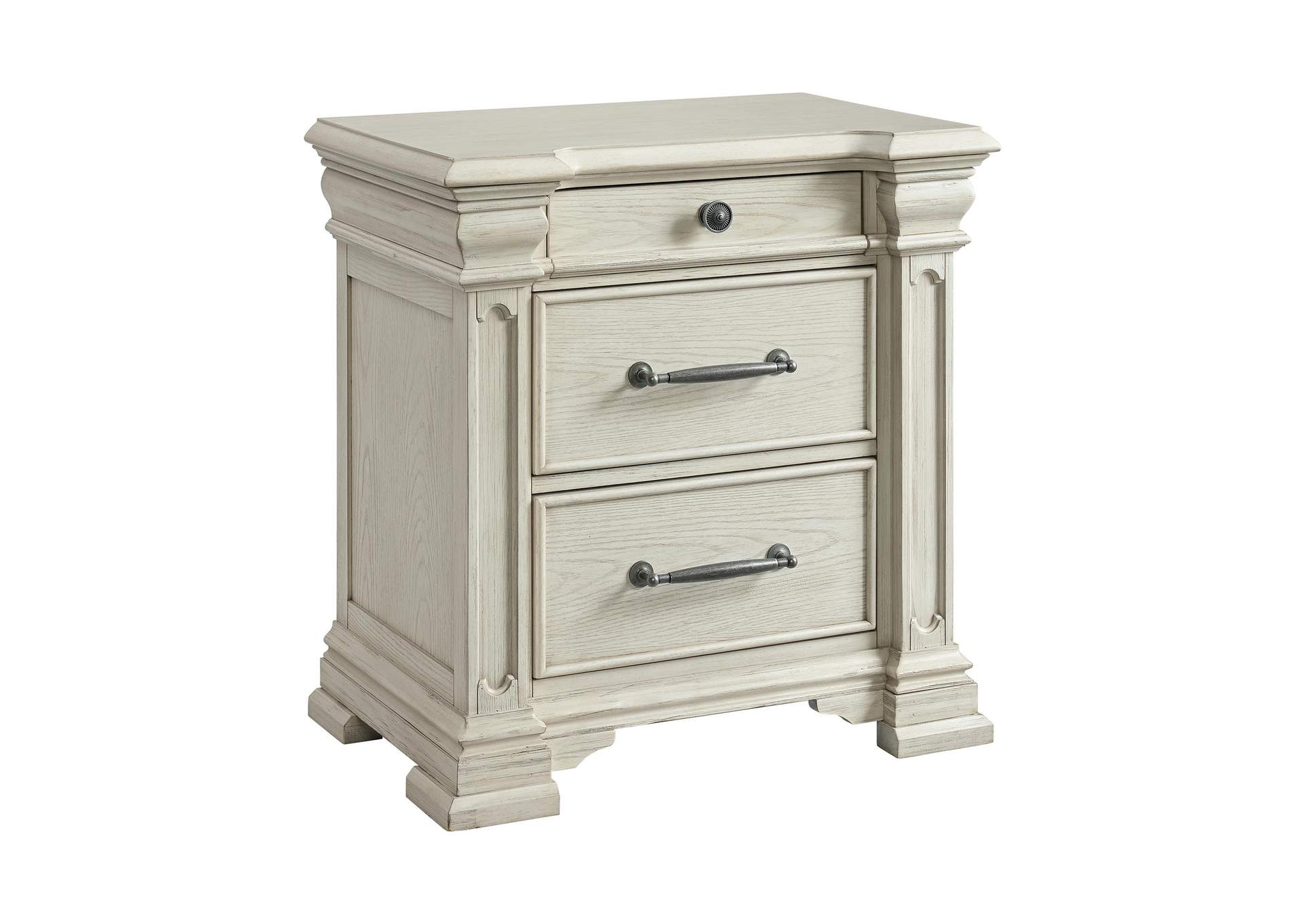 Kings Court 3 - Drawer Nightstand Sliding Top In White image 3