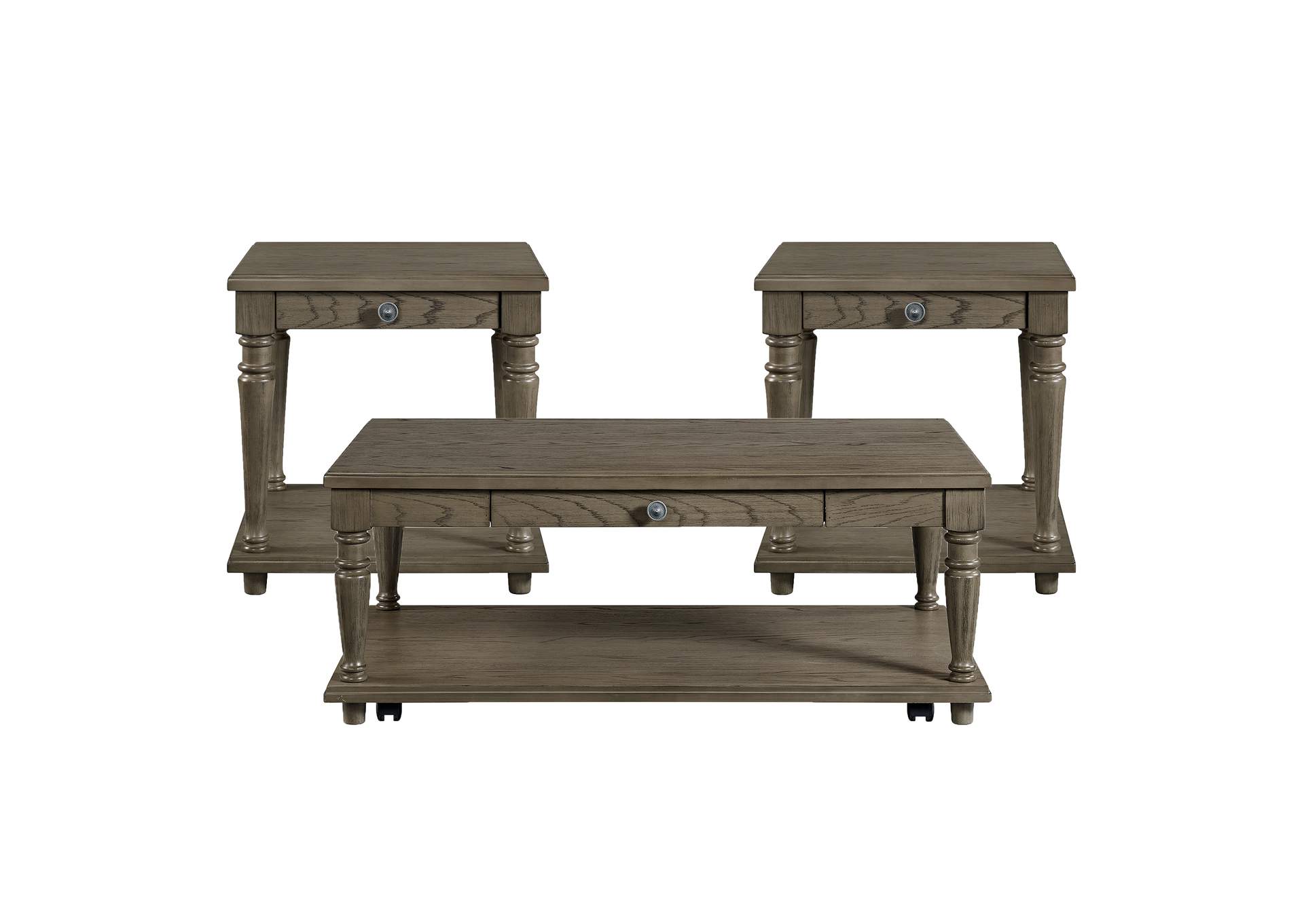 Kings Court 3 Piece Occasional Table Set In Grey - Coffee Table Two End Table image 5