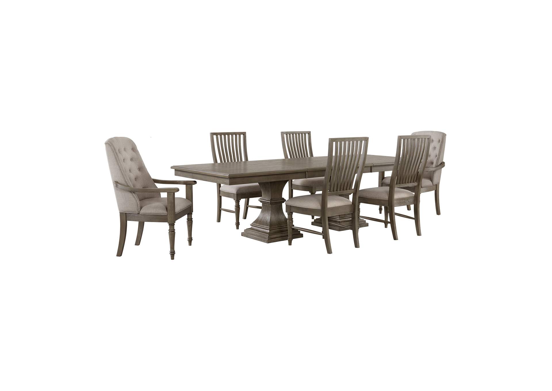 Kings Court 7 Piece Standard Height Dining Set In Grey - Rectangular Table Four Chairs And Two Arm Chairs image 16