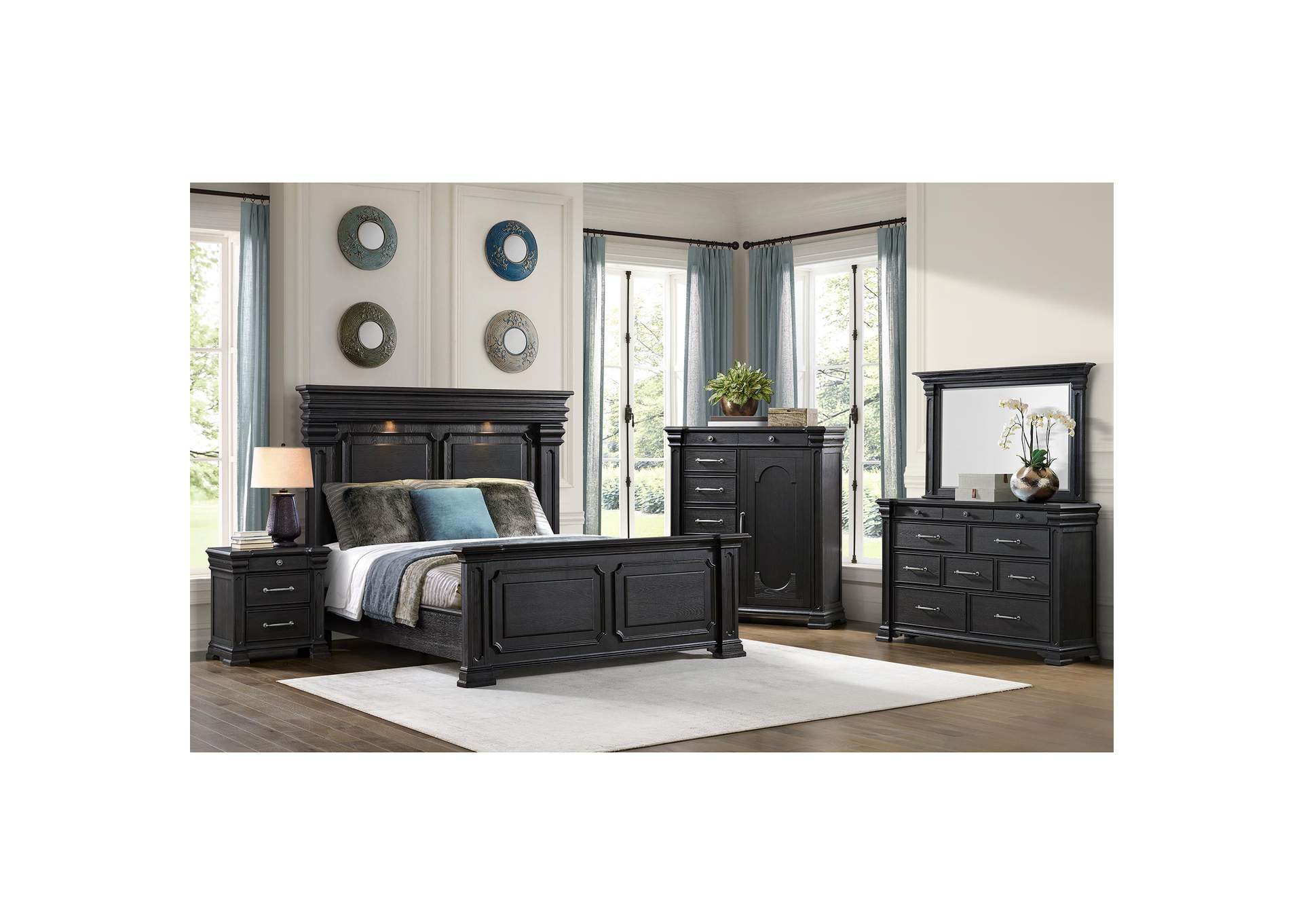 Kings Court 1 Door And 7 - Drawer Chest In Black image 1