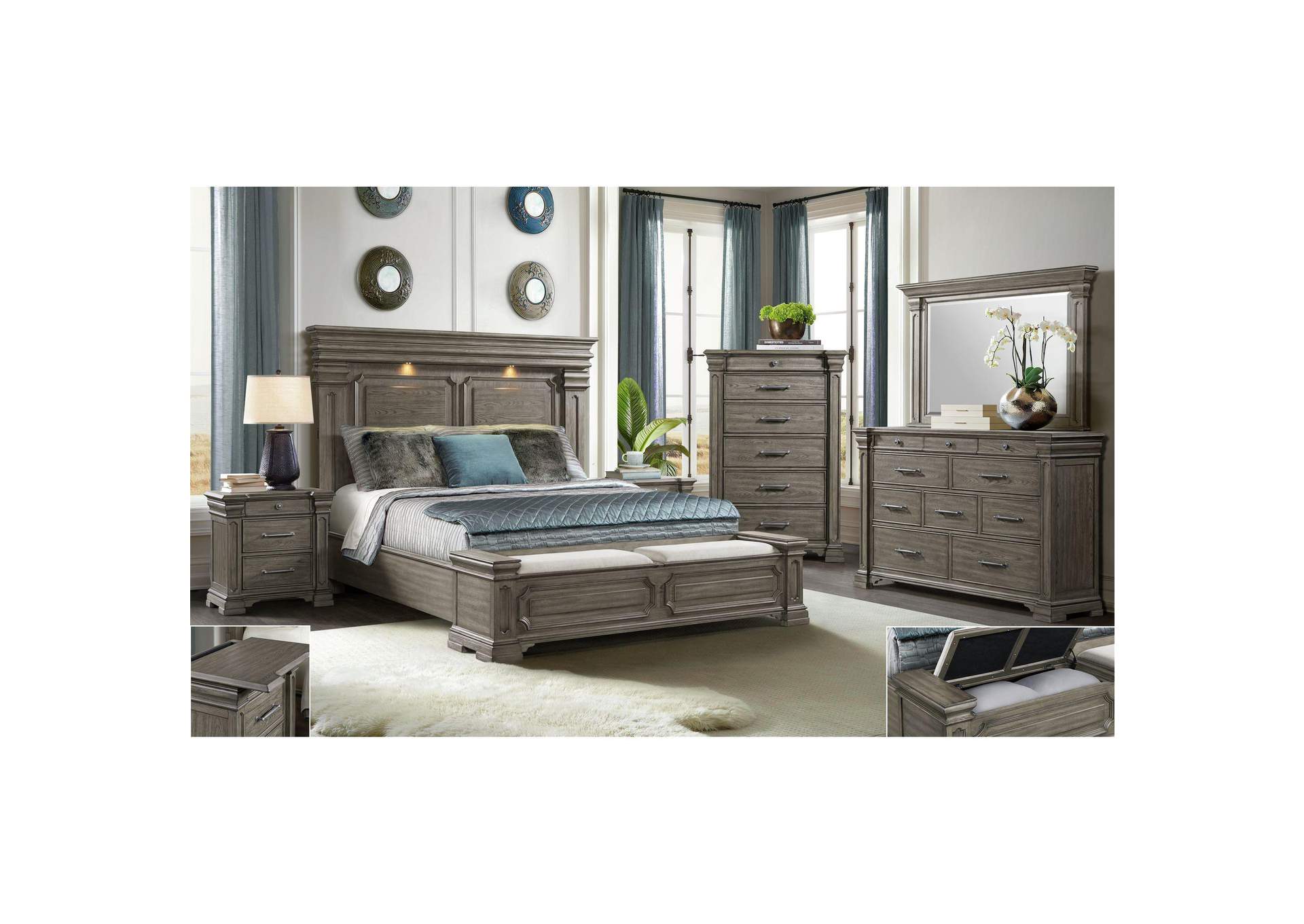 Kings Court King Storage Bed In Grey image 1