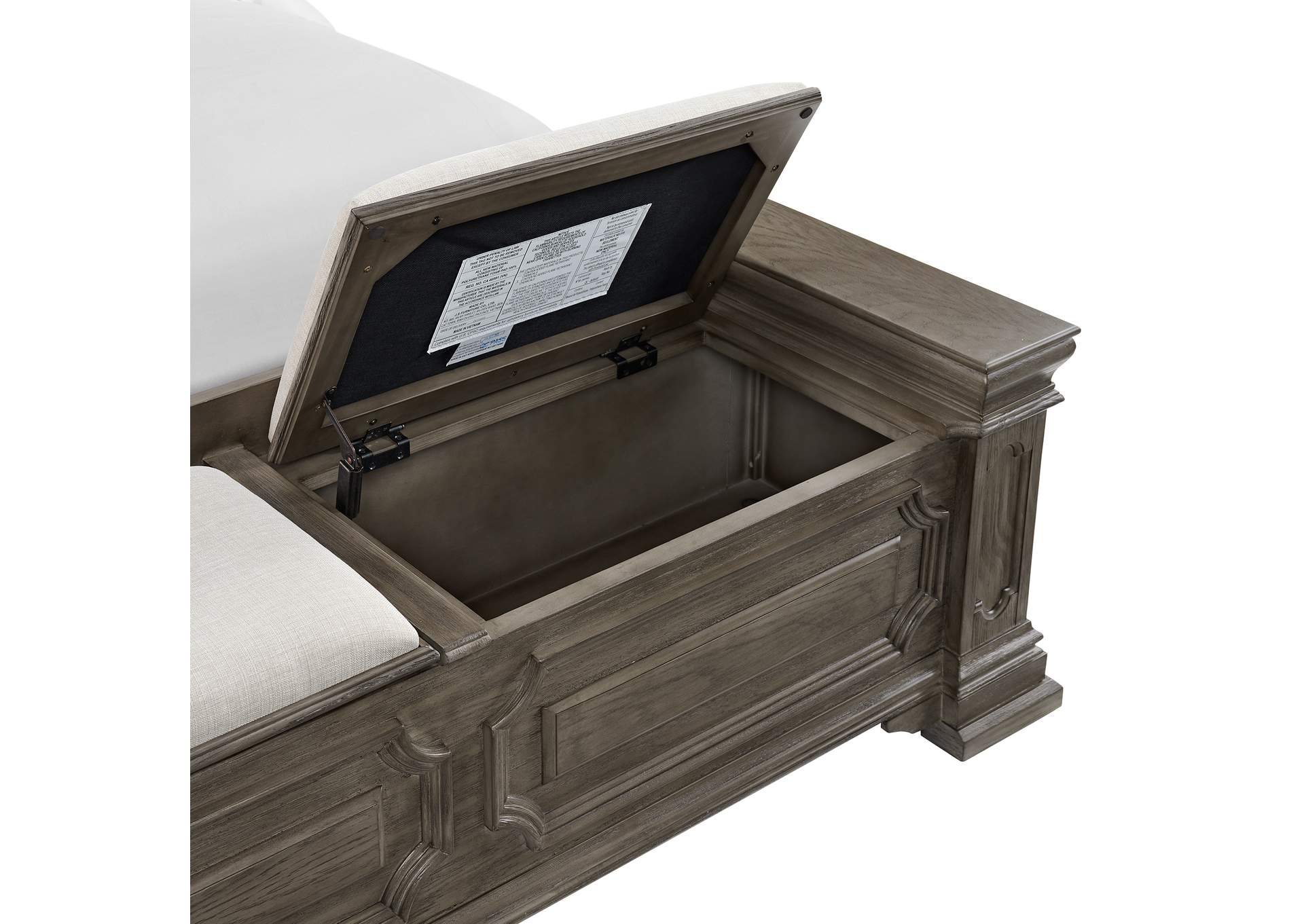 Kings Court King Storage 3 Piece Bedroom Set In Grey