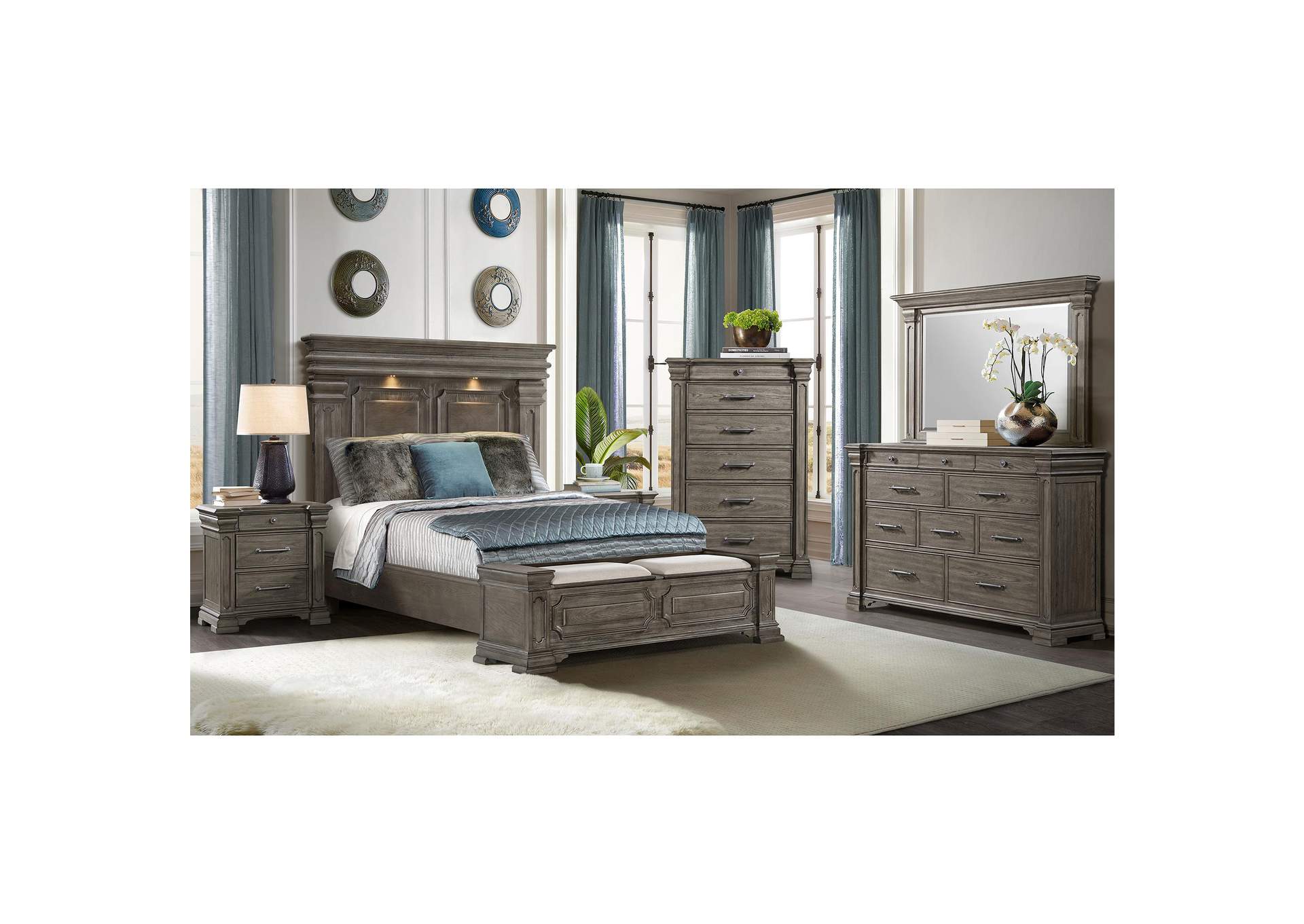 Kings Court Queen Storage Bed In Grey image 1