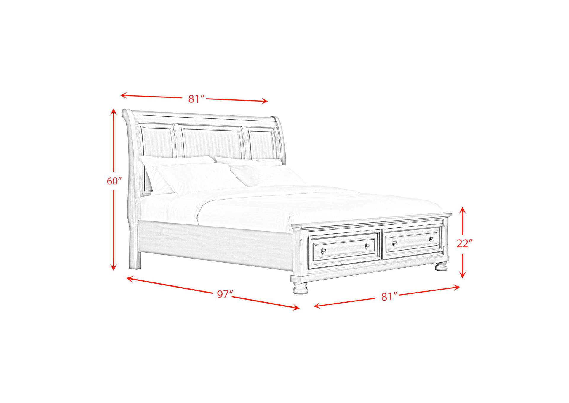 Kingston King Bed With Storage Footboard And Non - Storage Rails image 7