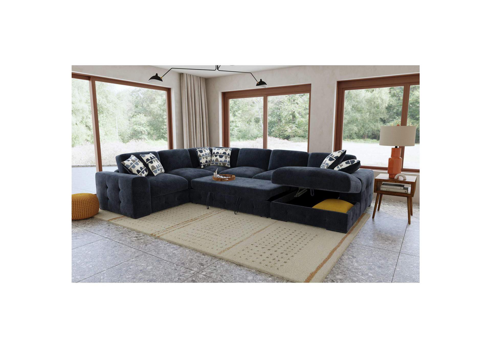 Kirkland Left Hand Facing Sofa In Spark Navy With 4 Pillows 20 image 1