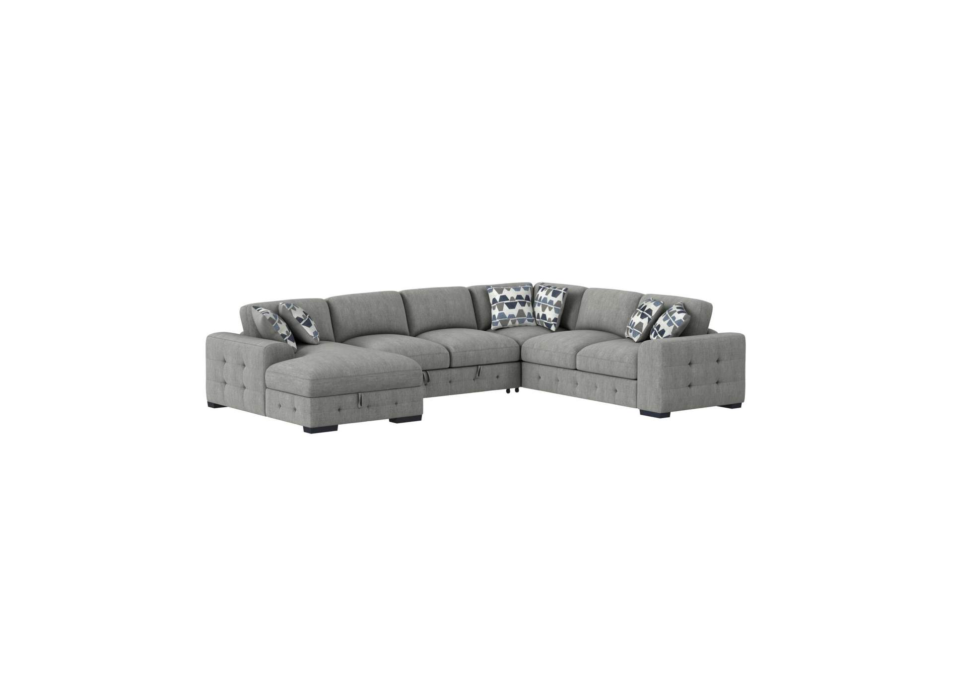 Kirkland Left Hand Facing Storage Chaise In Spark Grey With 2 Pillows 20 image 3