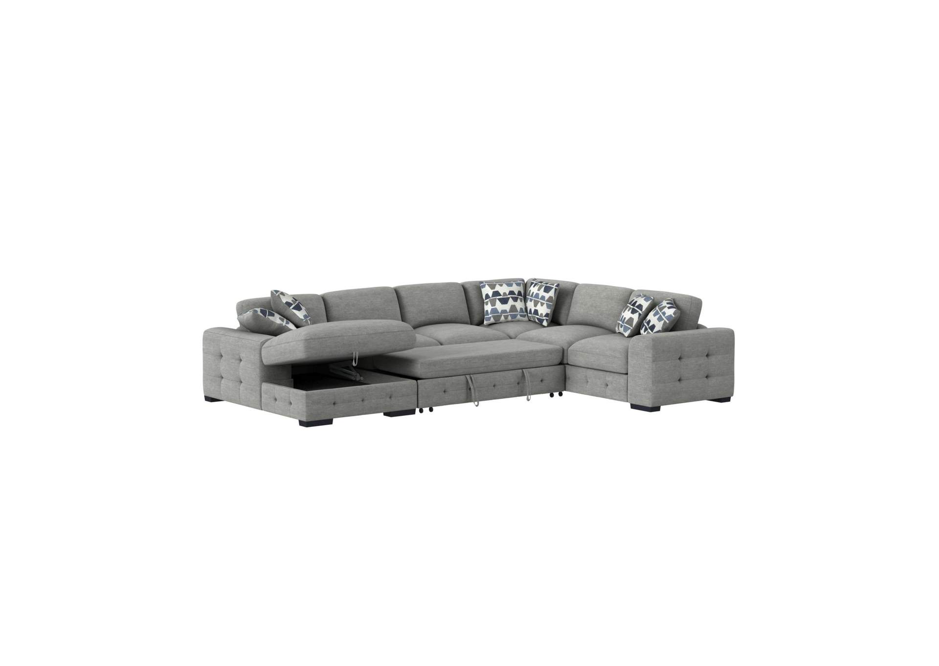 Kirkland Left Hand Facing Storage Chaise In Spark Grey With 2 Pillows 20 image 4