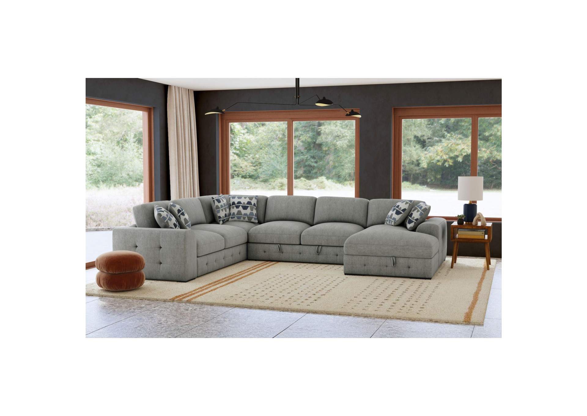 Kirkland Left Hand Facing Sofa In Spark Grey With 4 Pillows 20 image 1