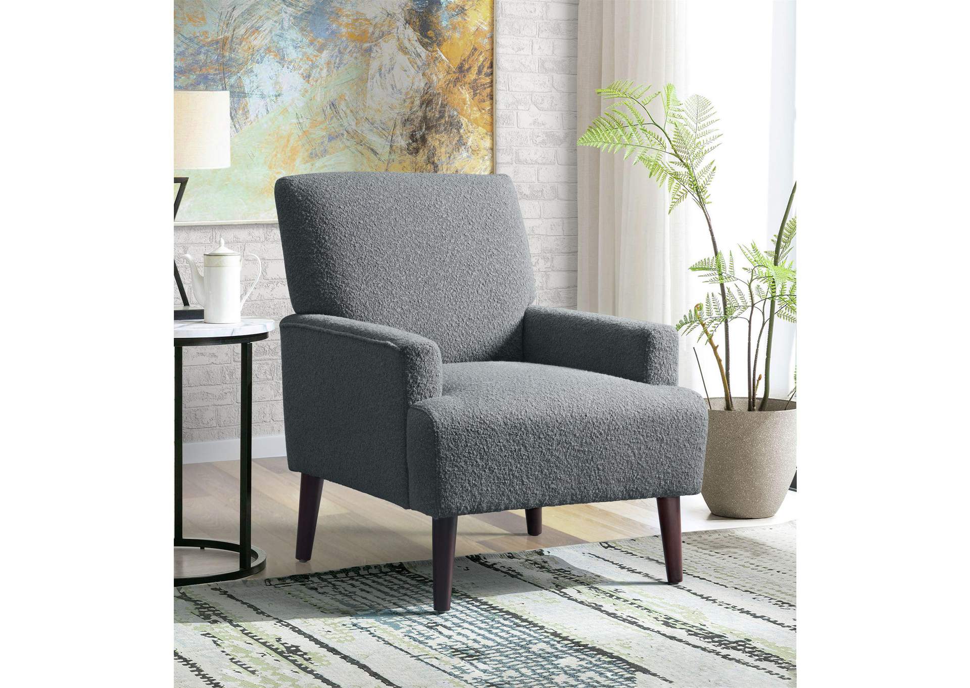 Kiwi Chair In 8077 Boucle Grey Espresso image 1