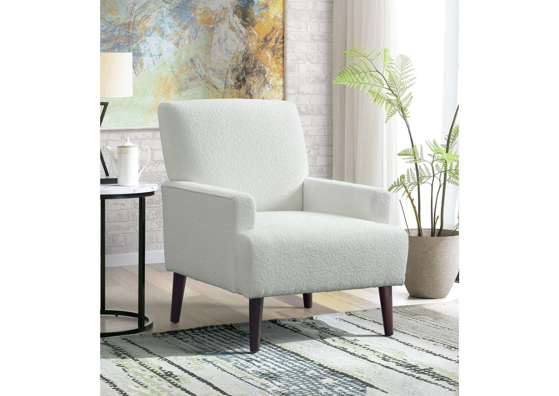 Kiwi Chair In 8077 Boucle White Espresso image 1