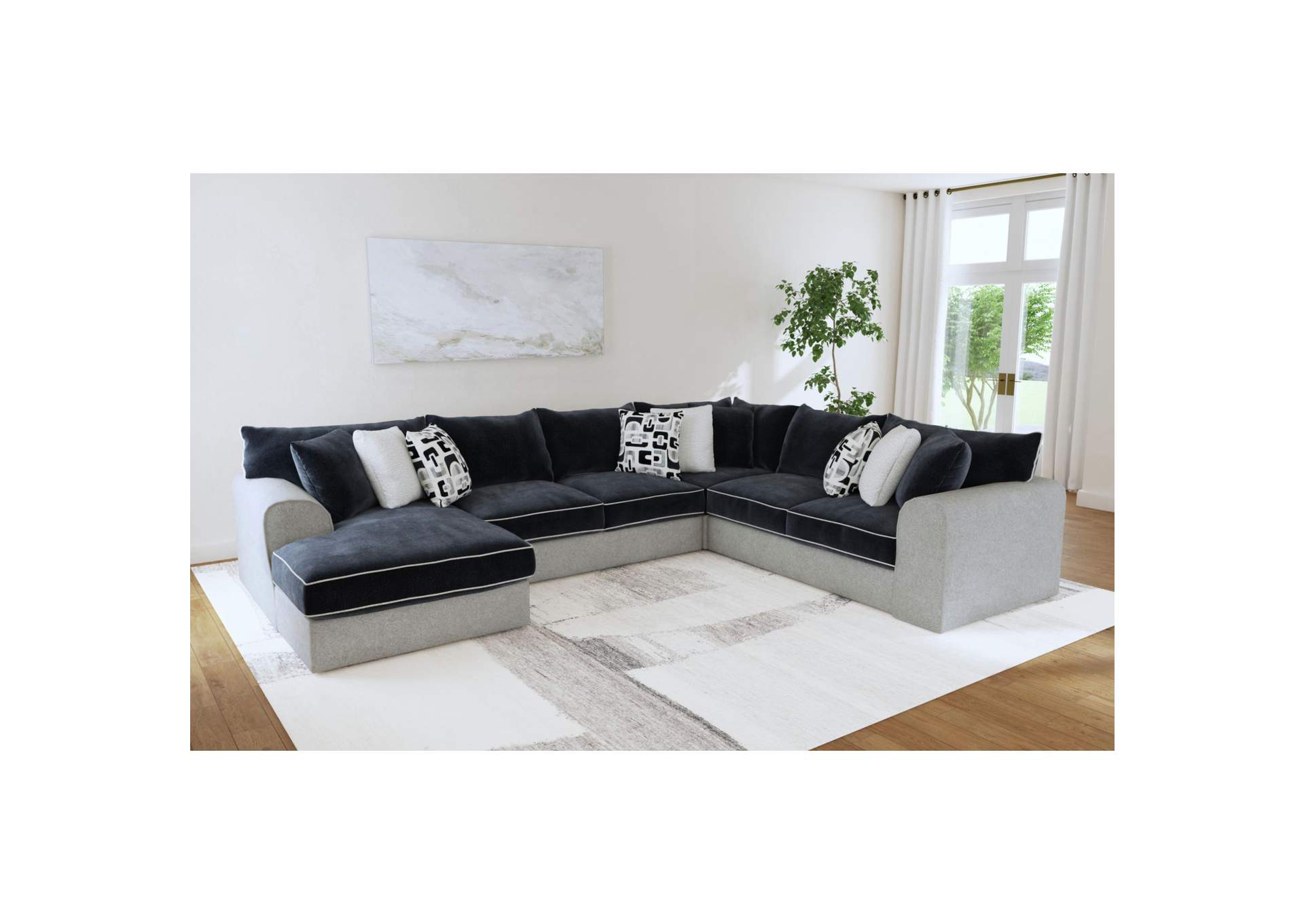Klein 3 Piece Sectional Set In Bentley Ash - Zaftig Ebony image 1