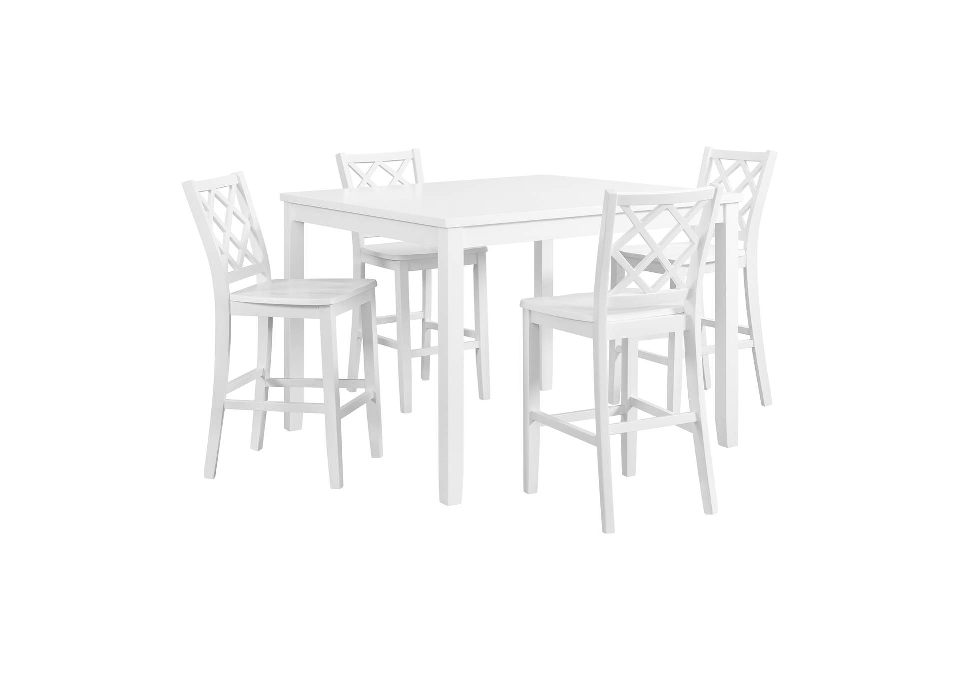 Kona 5 Piece Counter Height Dining Set In White - Table And Four White Chairs image 5