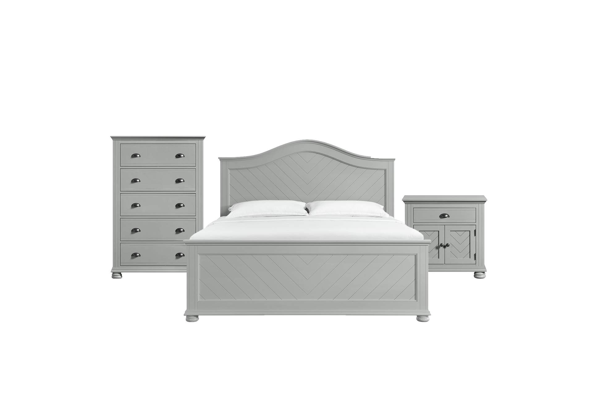 Kona King Panel 3 Piece Bedroom Set In Grey image 6