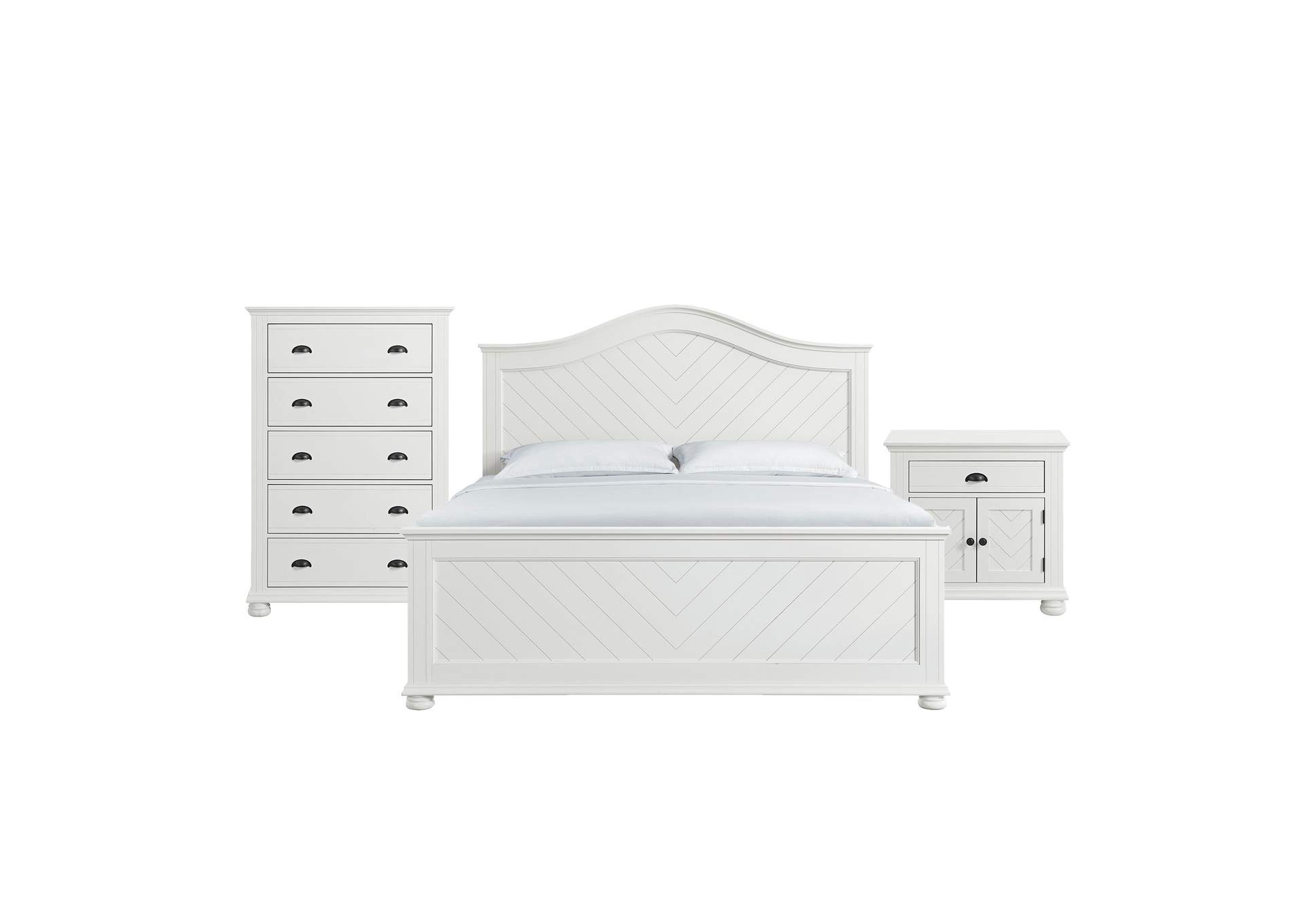 Kona King Panel 3 Piece Bedroom Set In White image 16