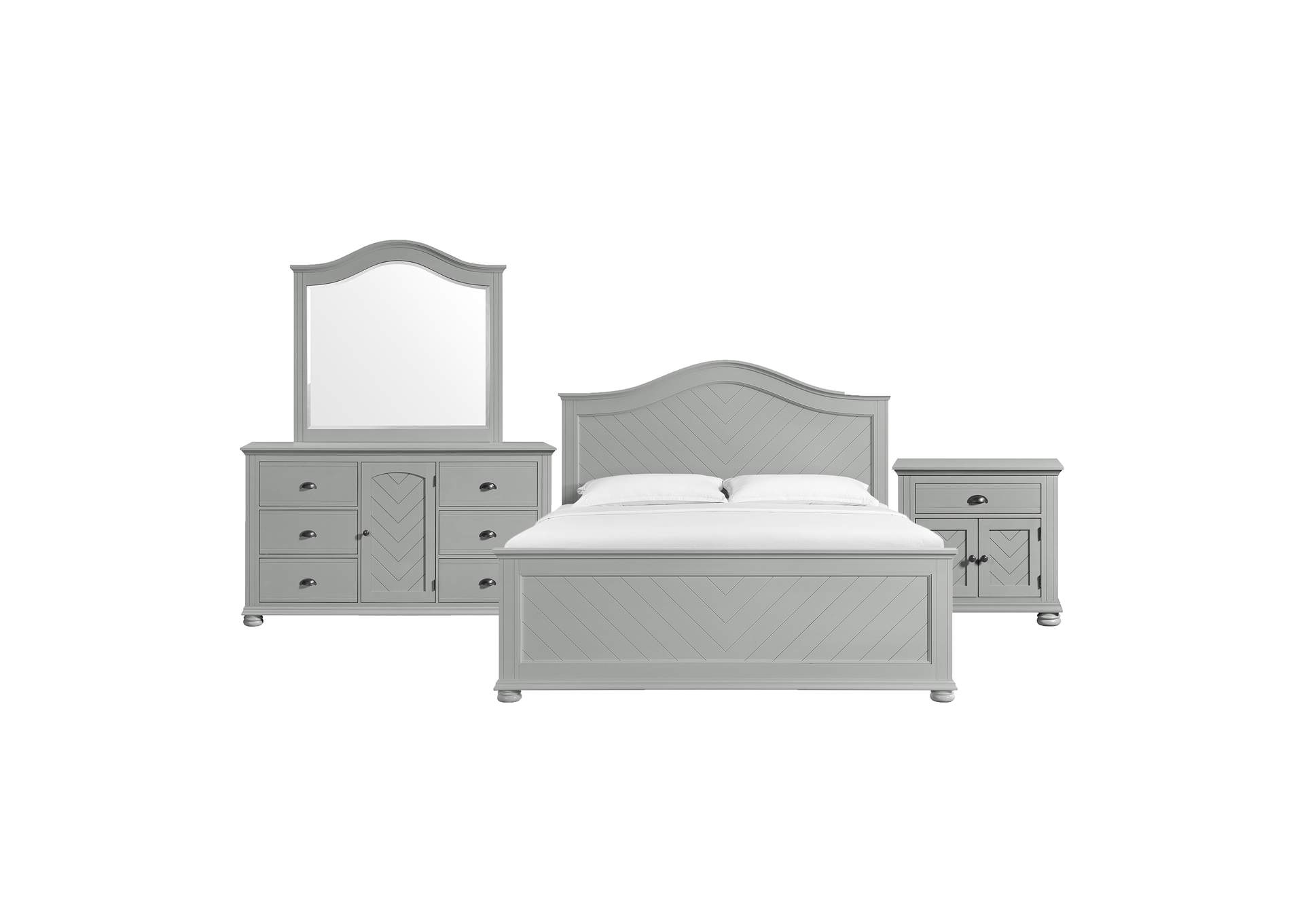 Kona King Panel 4 Piece Bedroom Set In Grey image 6