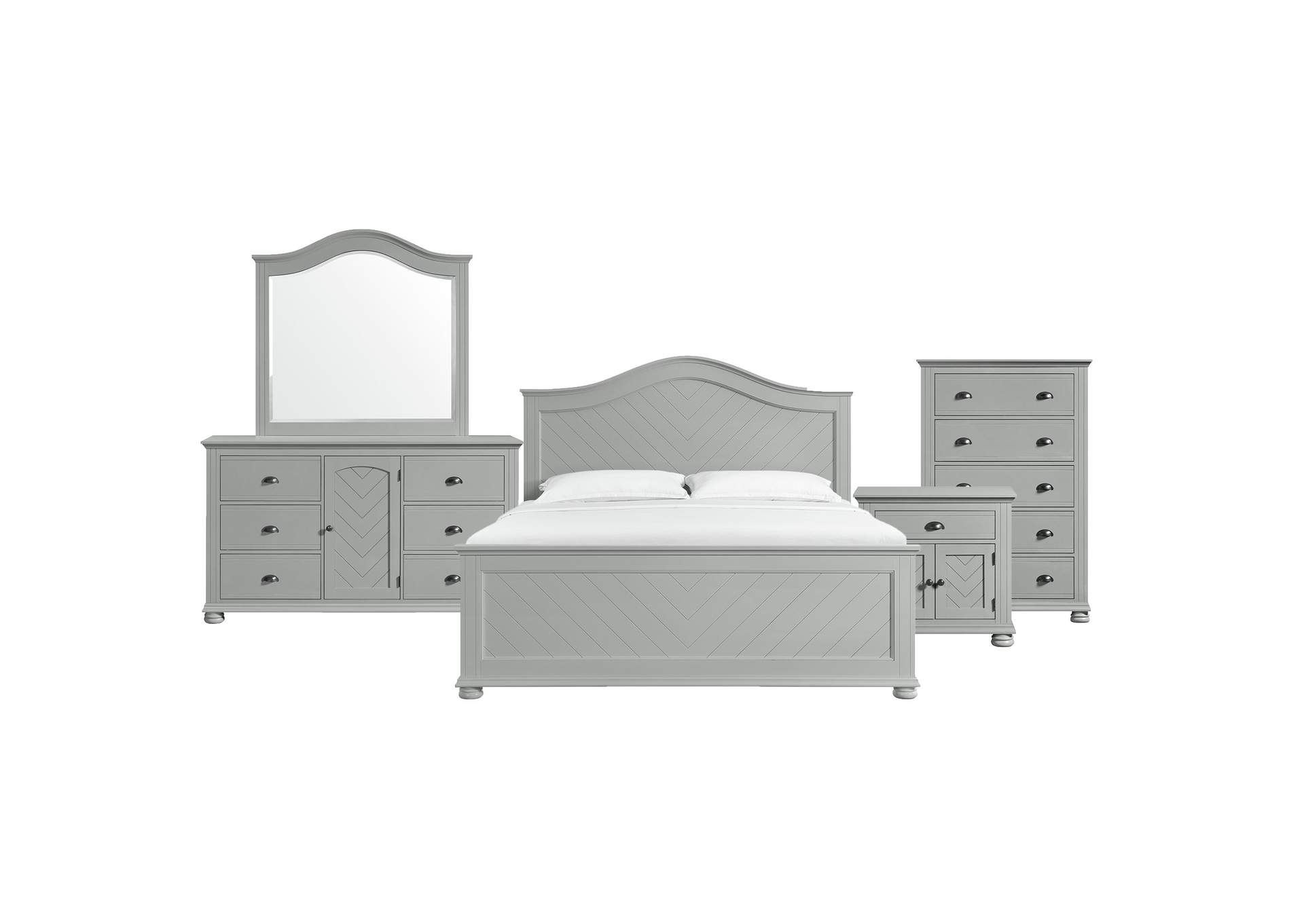 Kona King Panel 5 Piece Bedroom Set In Grey image 15
