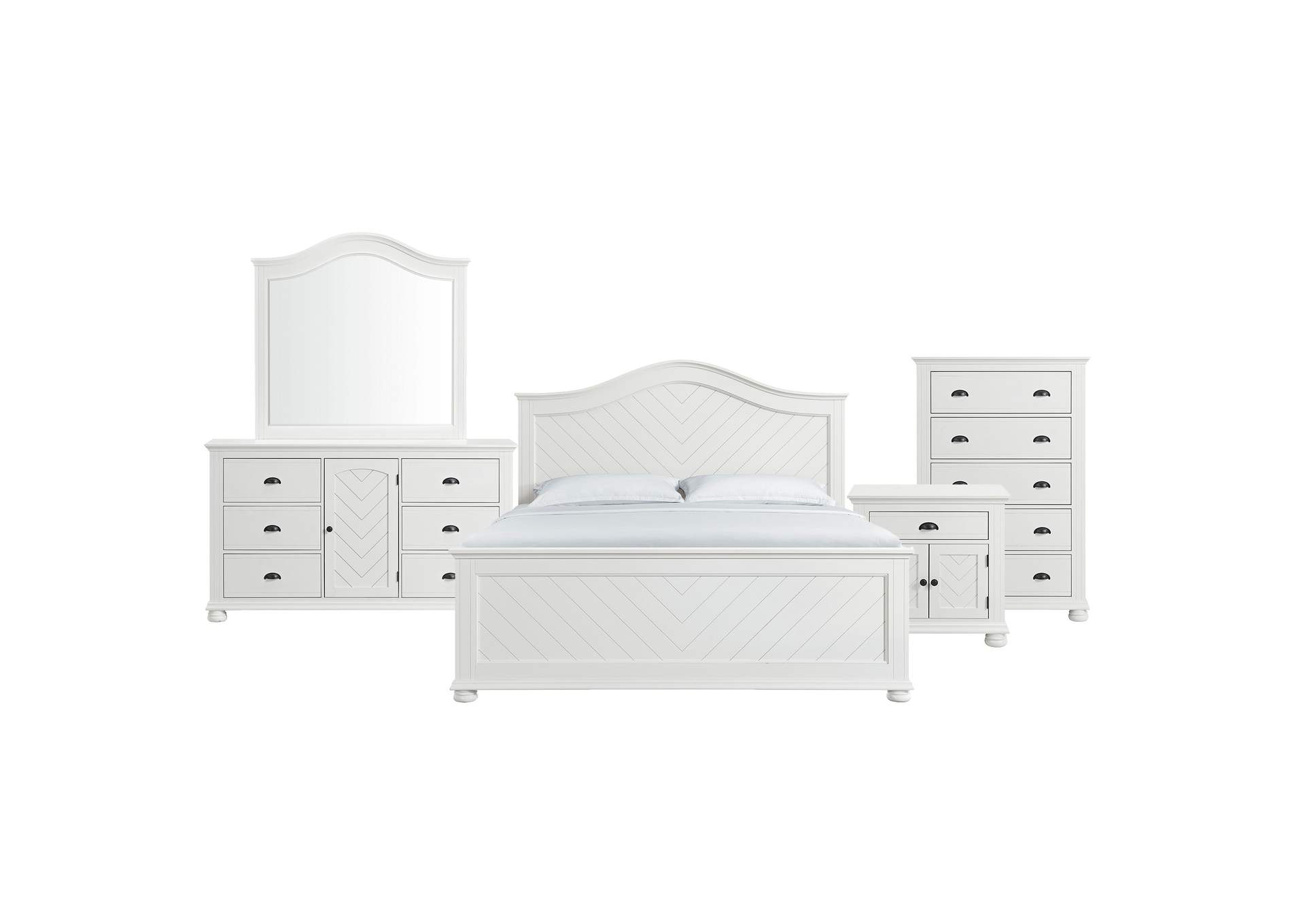 Kona King Panel 5 Piece Bedroom Set In White image 17