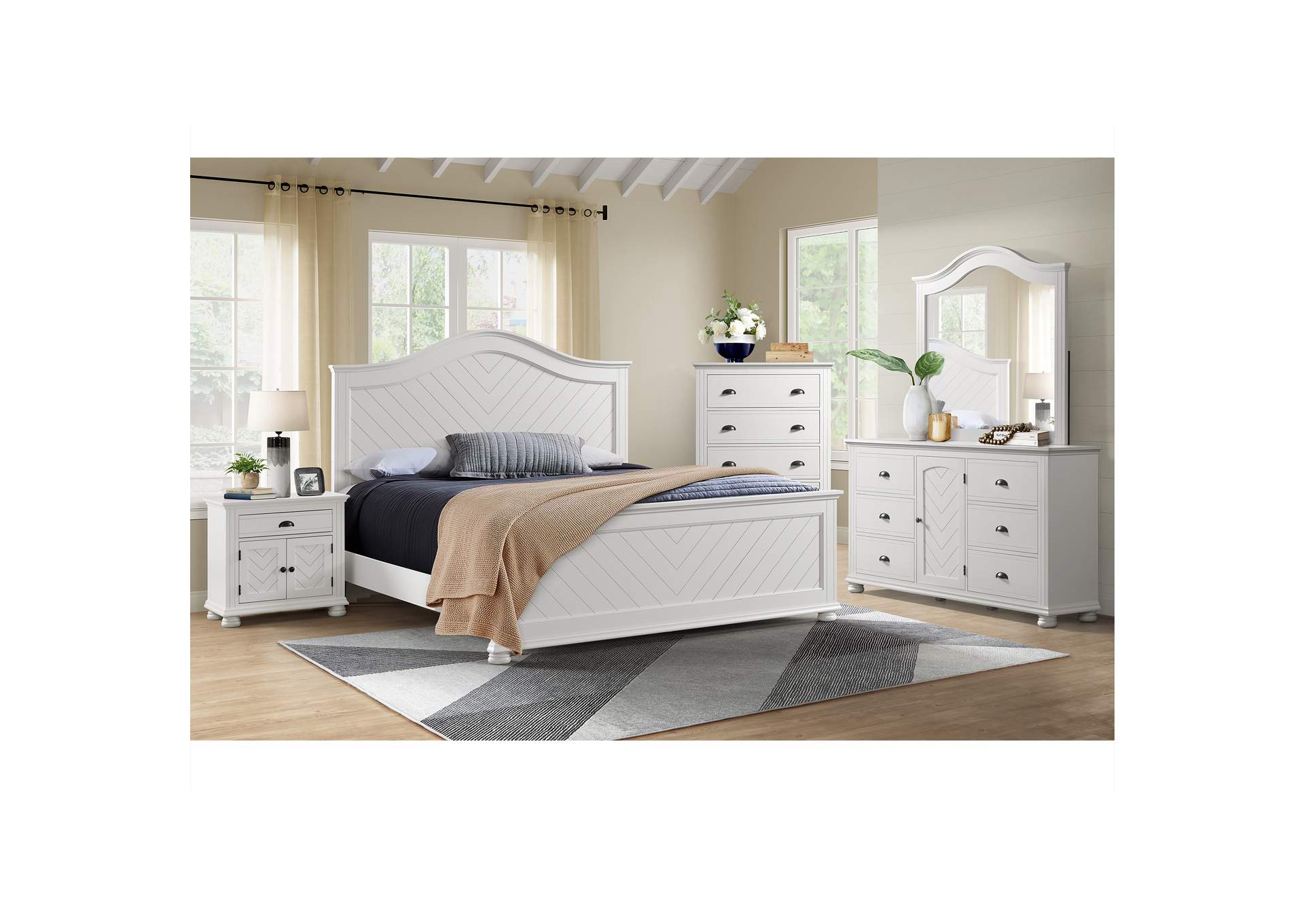 Kona King Panel 3 Piece Bedroom Set In White image 1