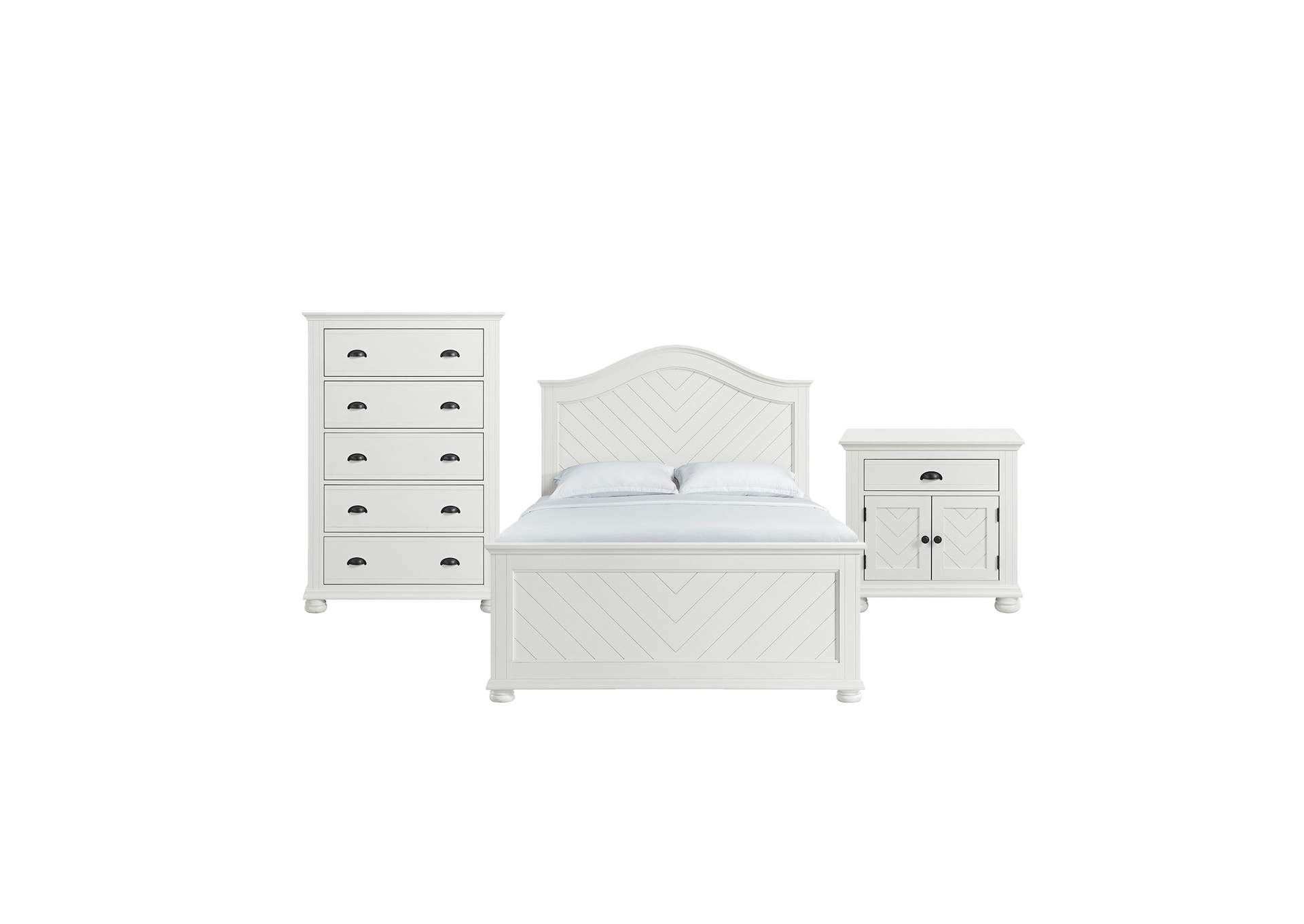 Kona Queen Panel 3 Piece Bedroom Set In White image 16